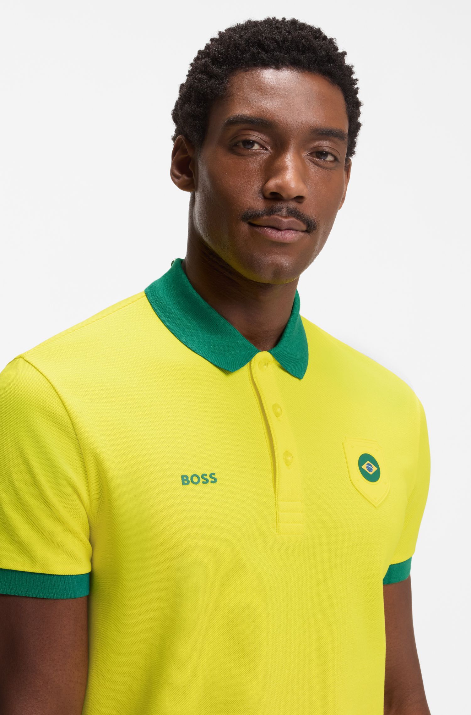 BOSS - Áo polo Paddy với viền cờ quốc gia