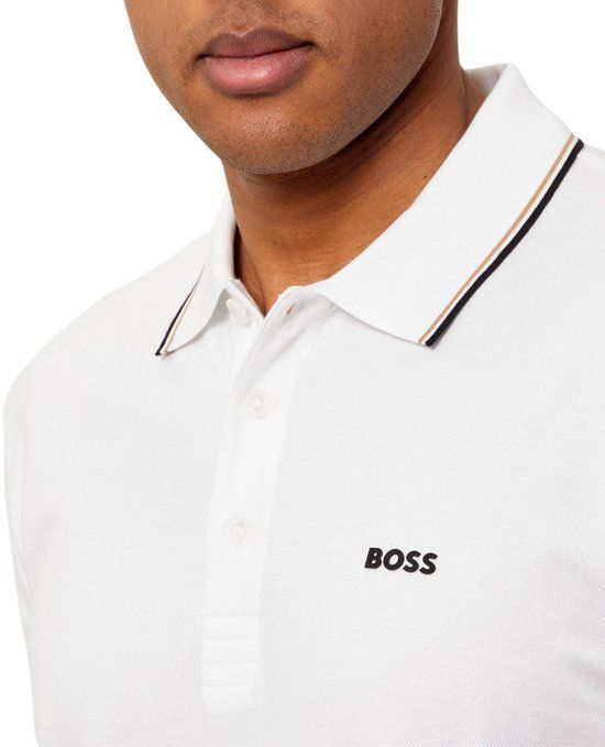 BOSS - Áo polo cotton viền cổ BOSS