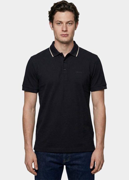 BOSS - Áo polo cotton viền cổ BOSS