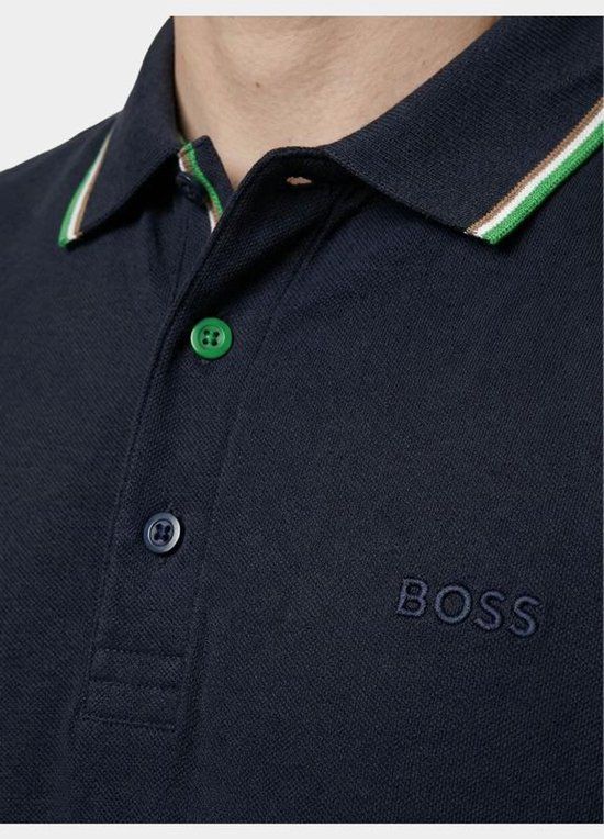 BOSS - Áo polo cotton viền cổ BOSS