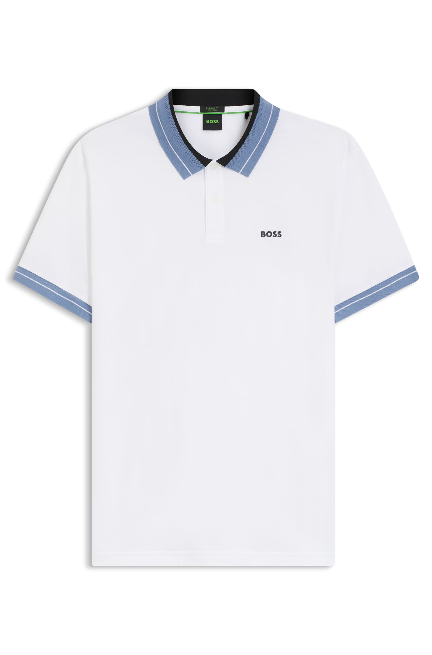 BOSS - Áo polo viền sọc bằng vải cotton co giãn