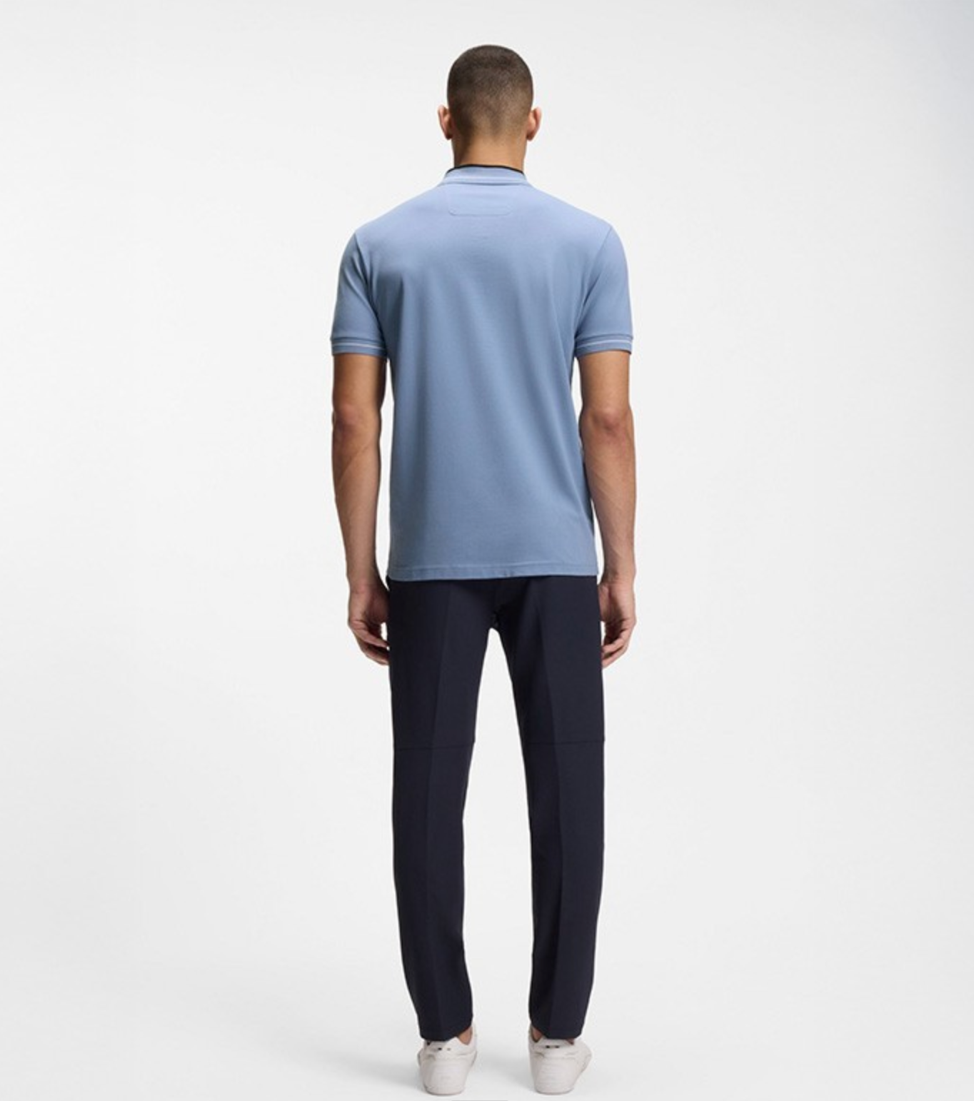 BOSS - Áo polo viền sọc bằng vải cotton co giãn