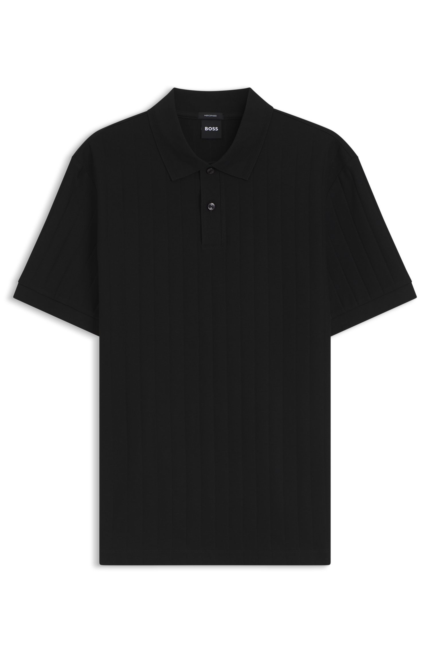 BOSS - Áo polo kẻ sọc dọc cotton mercer