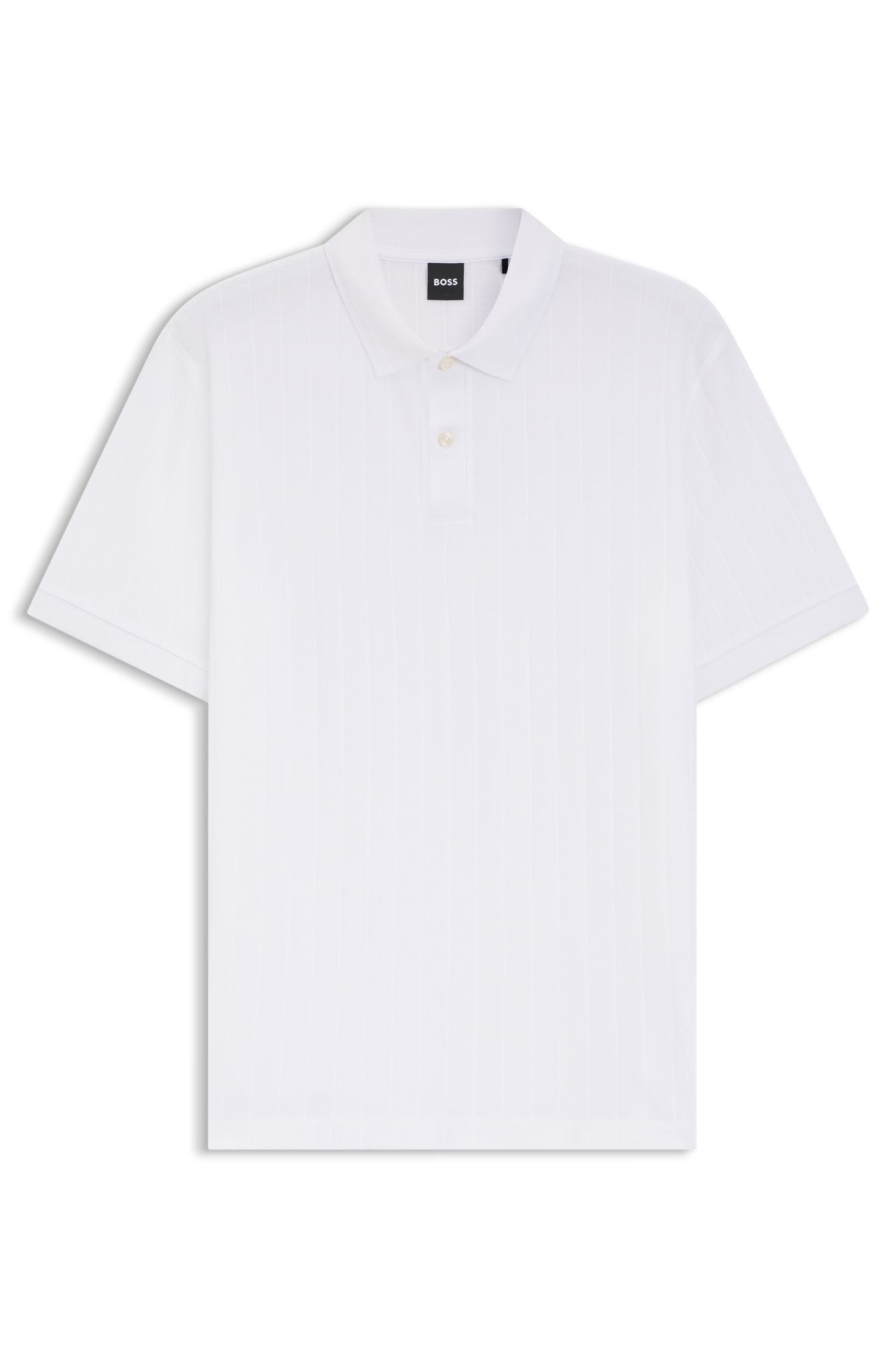 BOSS - Áo polo kẻ sọc dọc cotton mercer