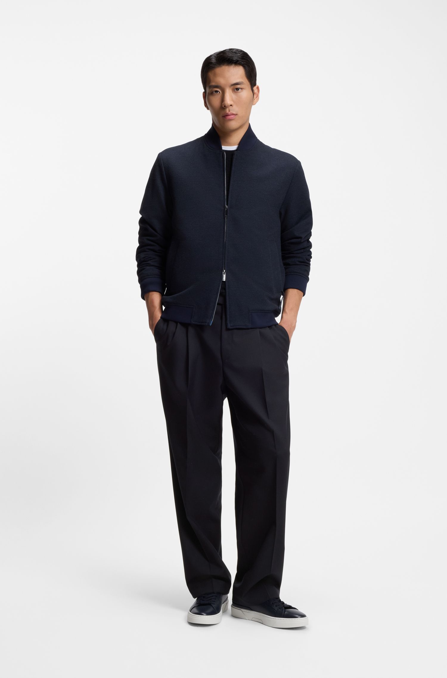 BOSS - Quần len dáng Tapered-fit