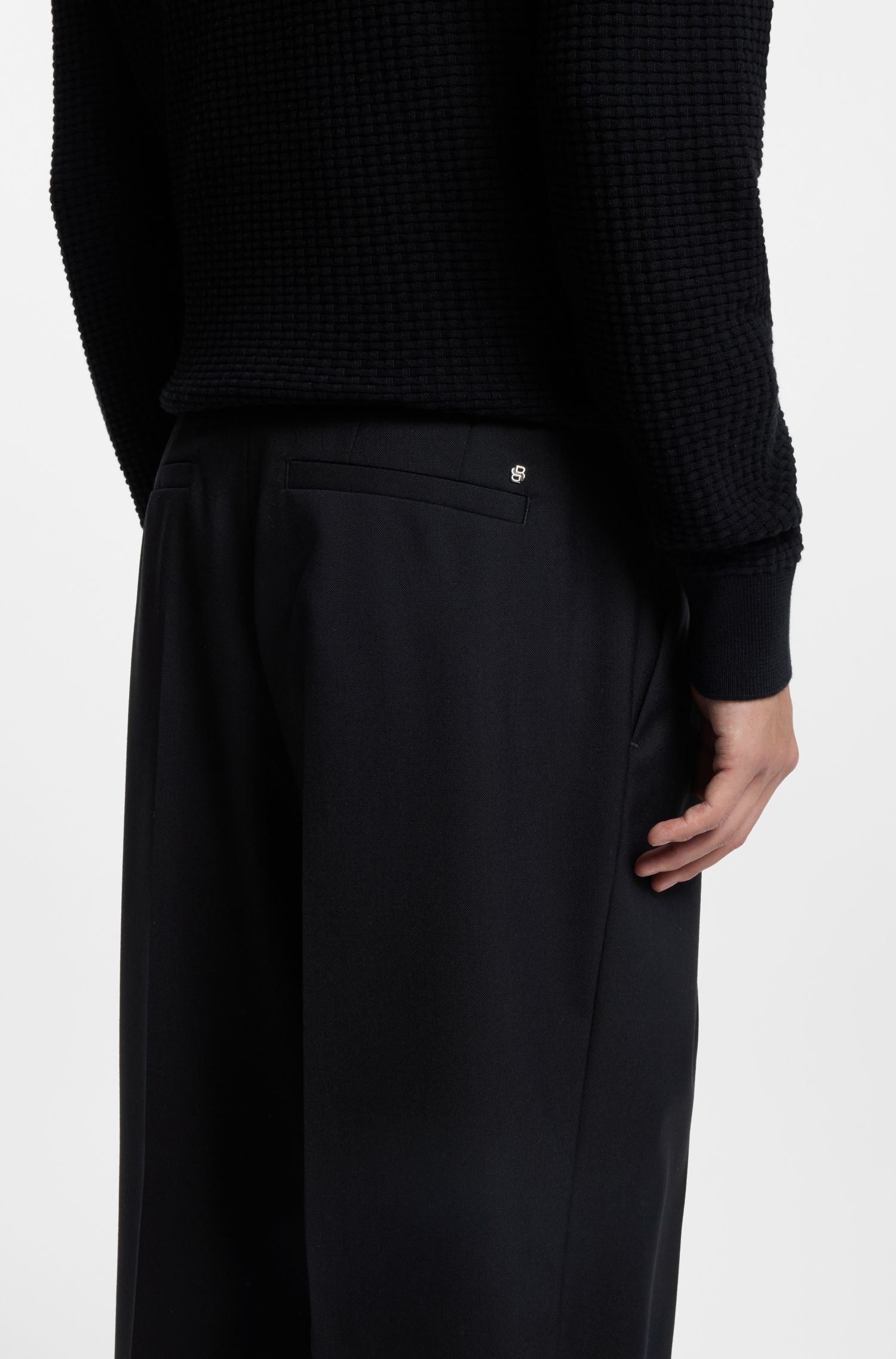 BOSS - Quần len dáng Tapered-fit