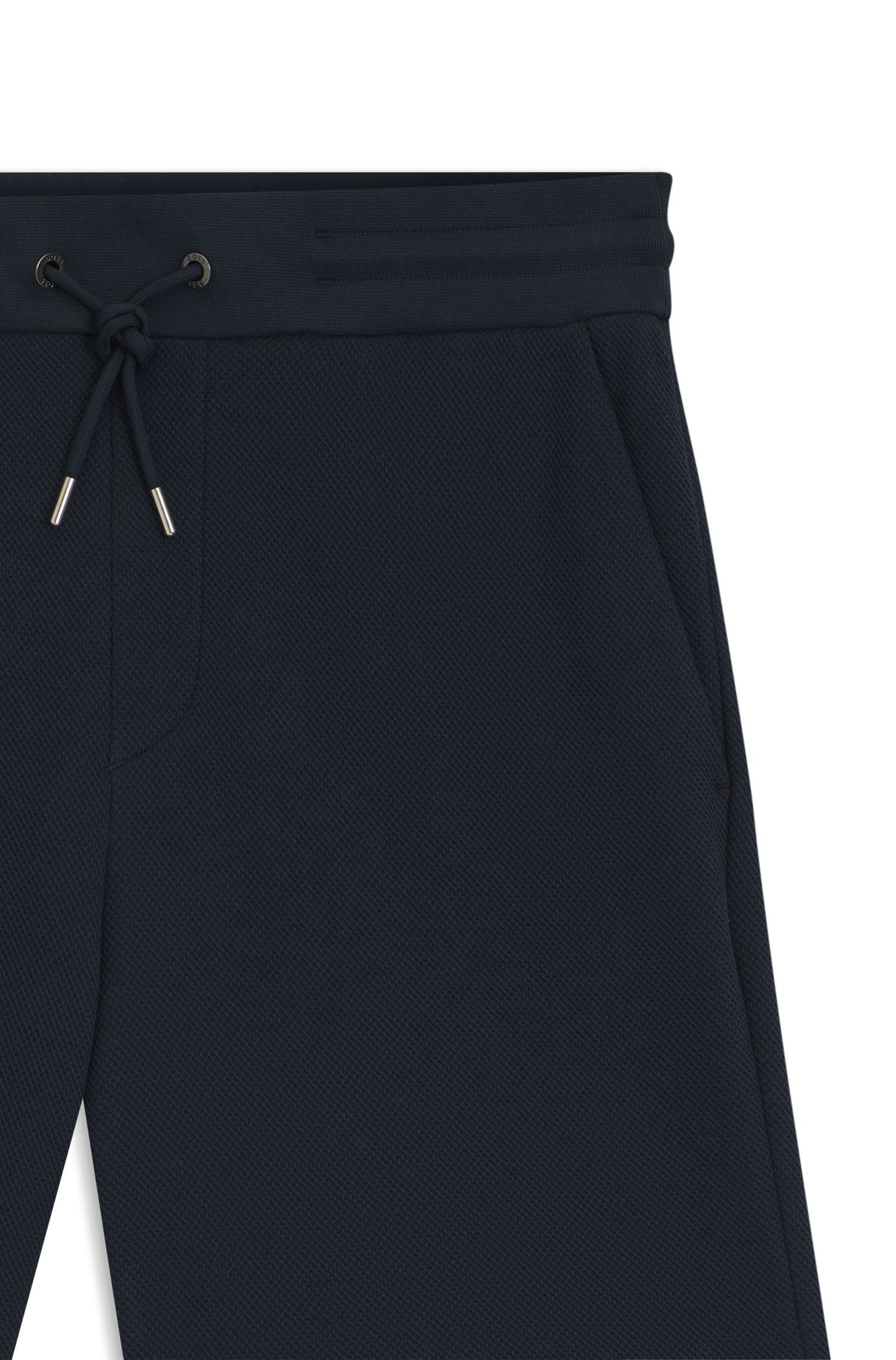 BOSS - Quần short cotton có cấu trúc, có dây rút