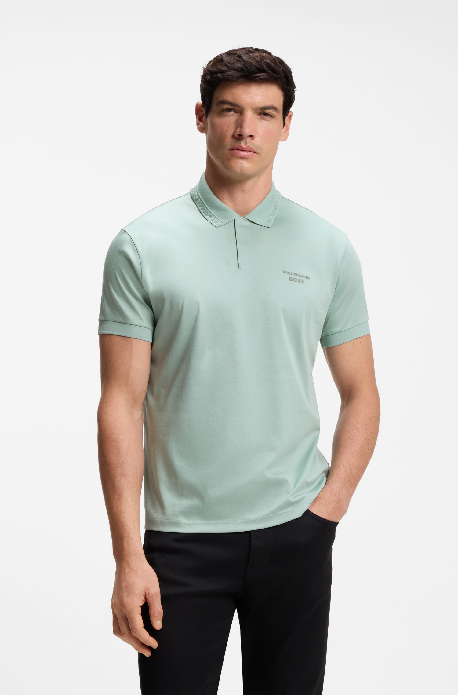 Áo polo Porsche x Boss cotton mercerized