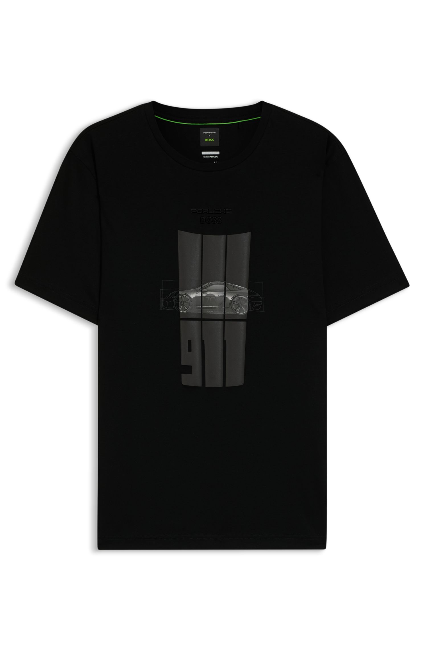 BOSS - Áo thun Porsche x Boss cotton mercerized với họa tiết in phản quang