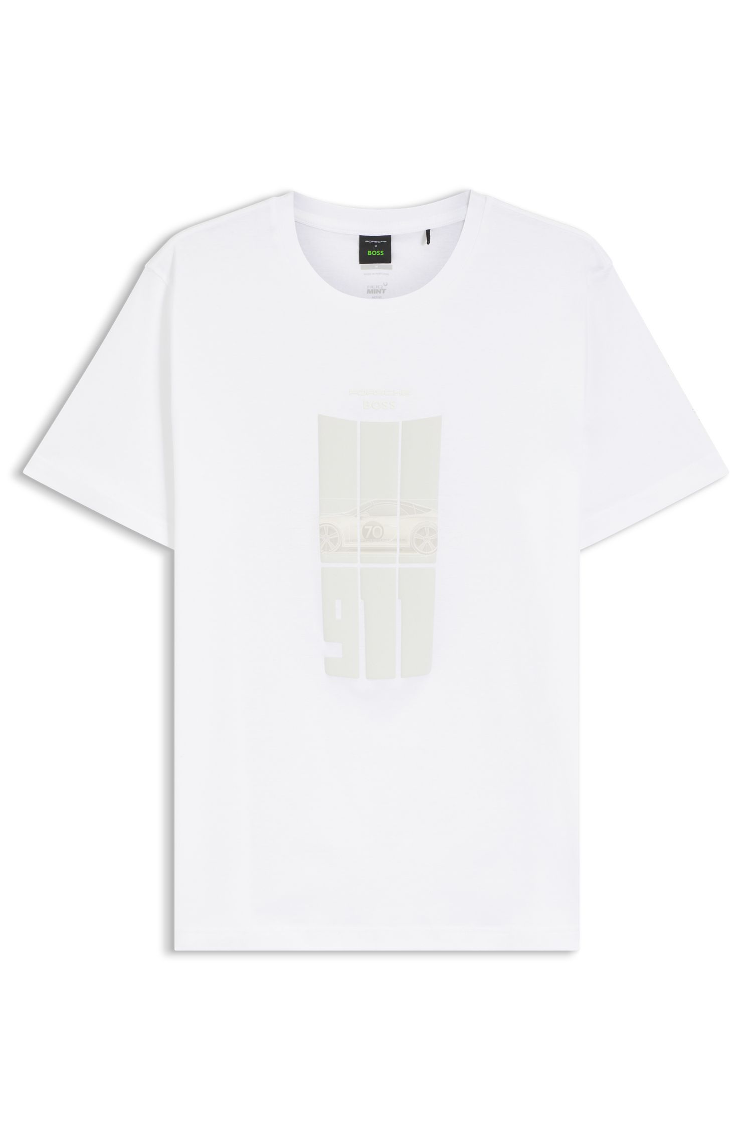 BOSS - Áo thun Porsche x Boss cotton mercerized với họa tiết in phản quang