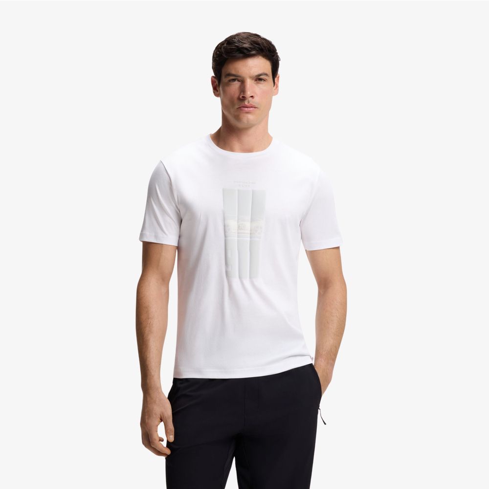 BOSS - Áo thun Porsche x Boss cotton mercerized với họa tiết in phản quang