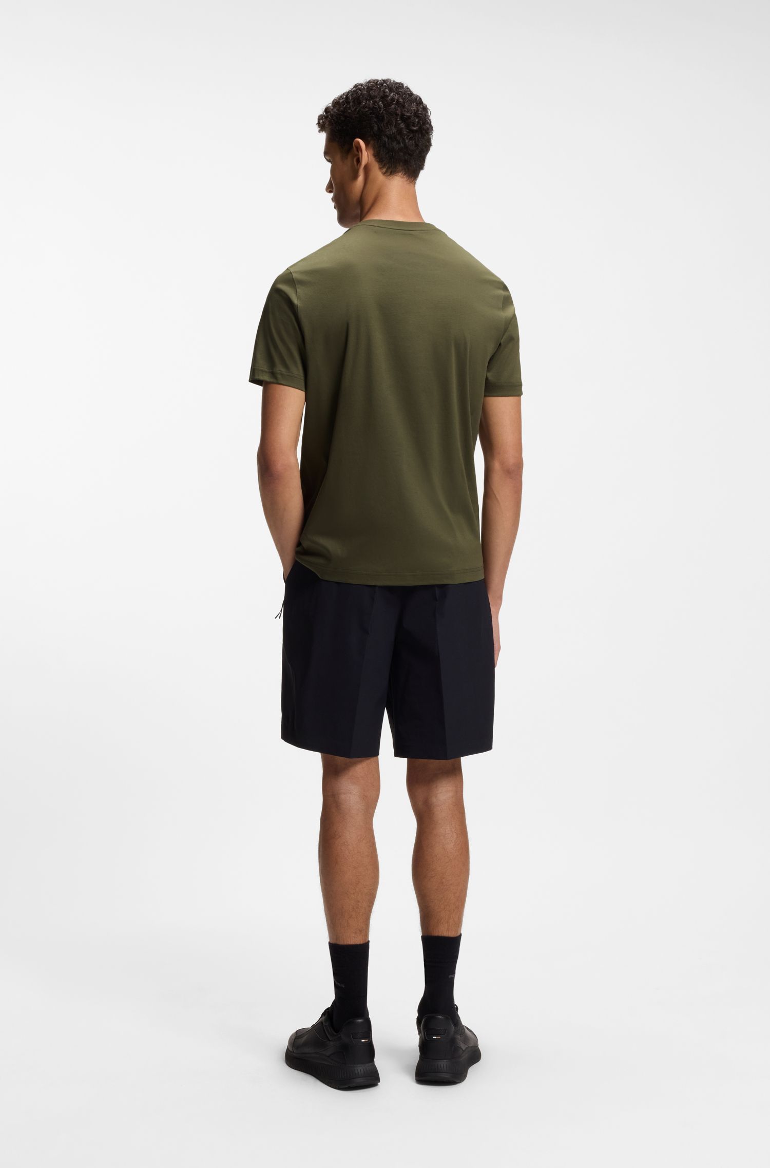 BOSS - Áo thun Porsche x Boss cotton mercerized với họa tiết in phản quang