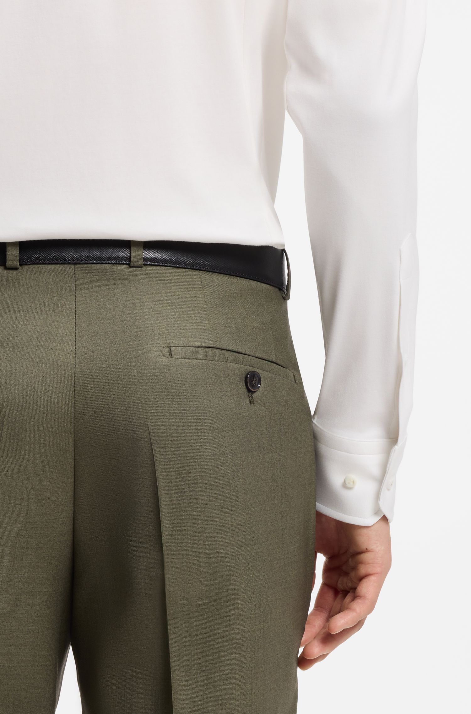 BOSS - Áo sơ mi dáng ôm làm từ chất liệu pha cotton sản xuất tại Ý