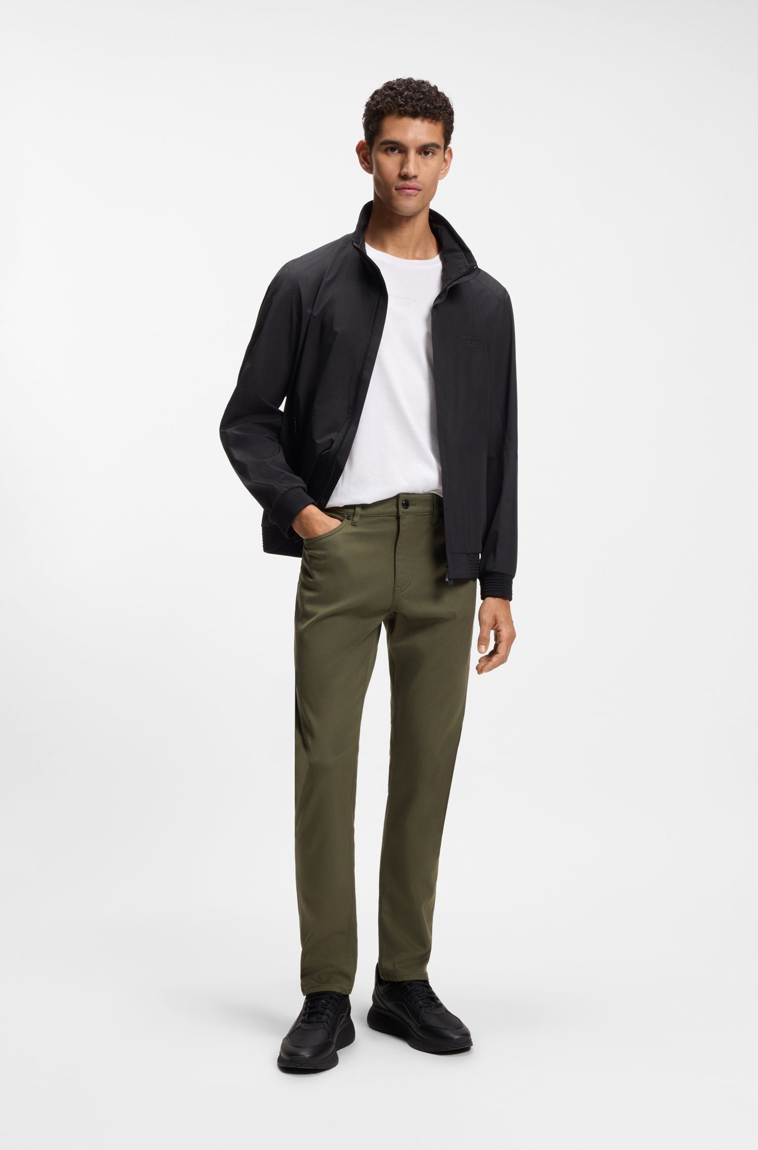 BOSS - Quần tapered fit Porsche x Boss denim co giãn
