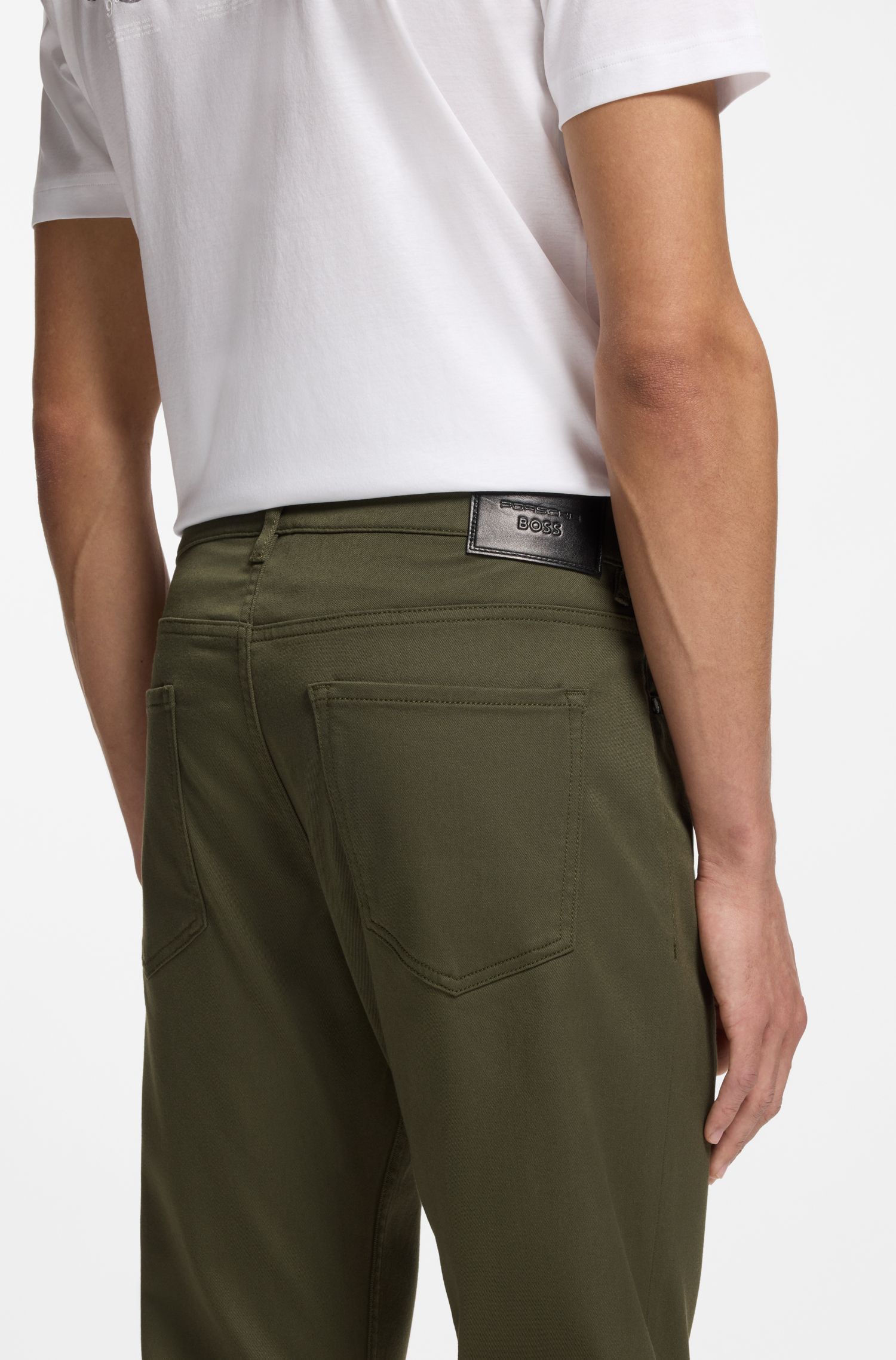 BOSS - Quần tapered fit Porsche x Boss denim co giãn