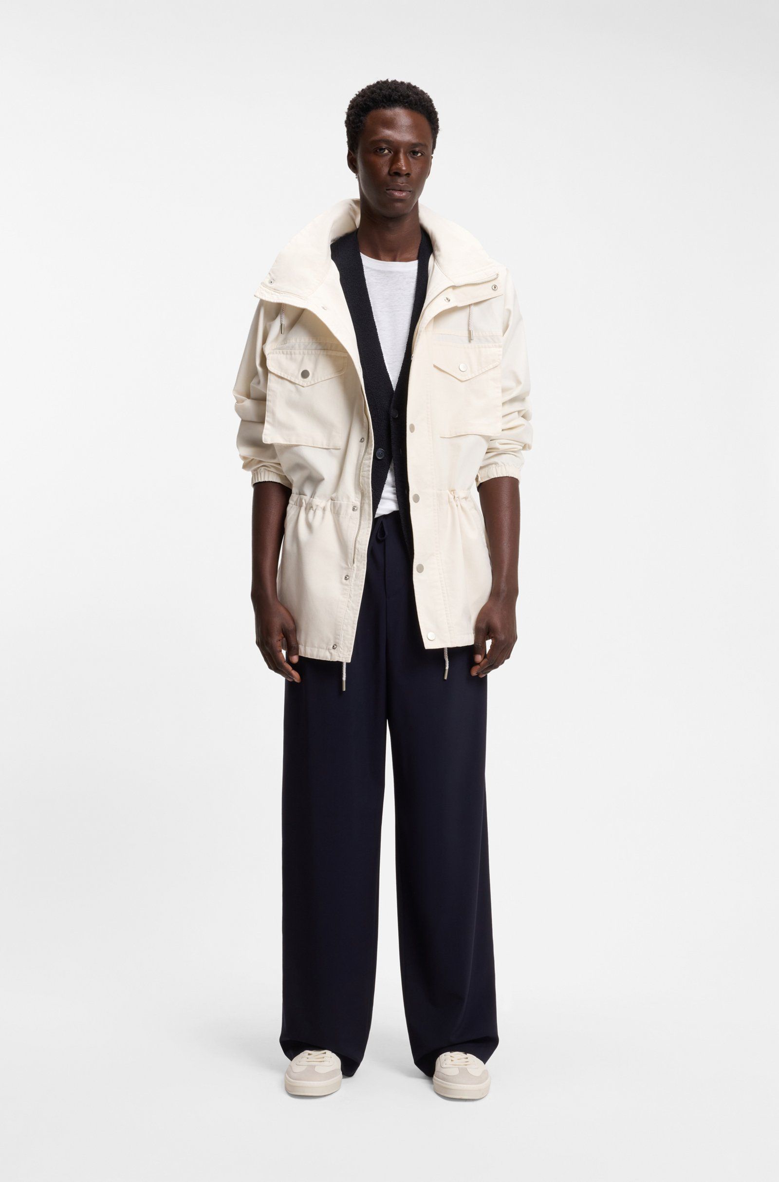 BOSS - Áo thun BOSS by Beckham vải linen