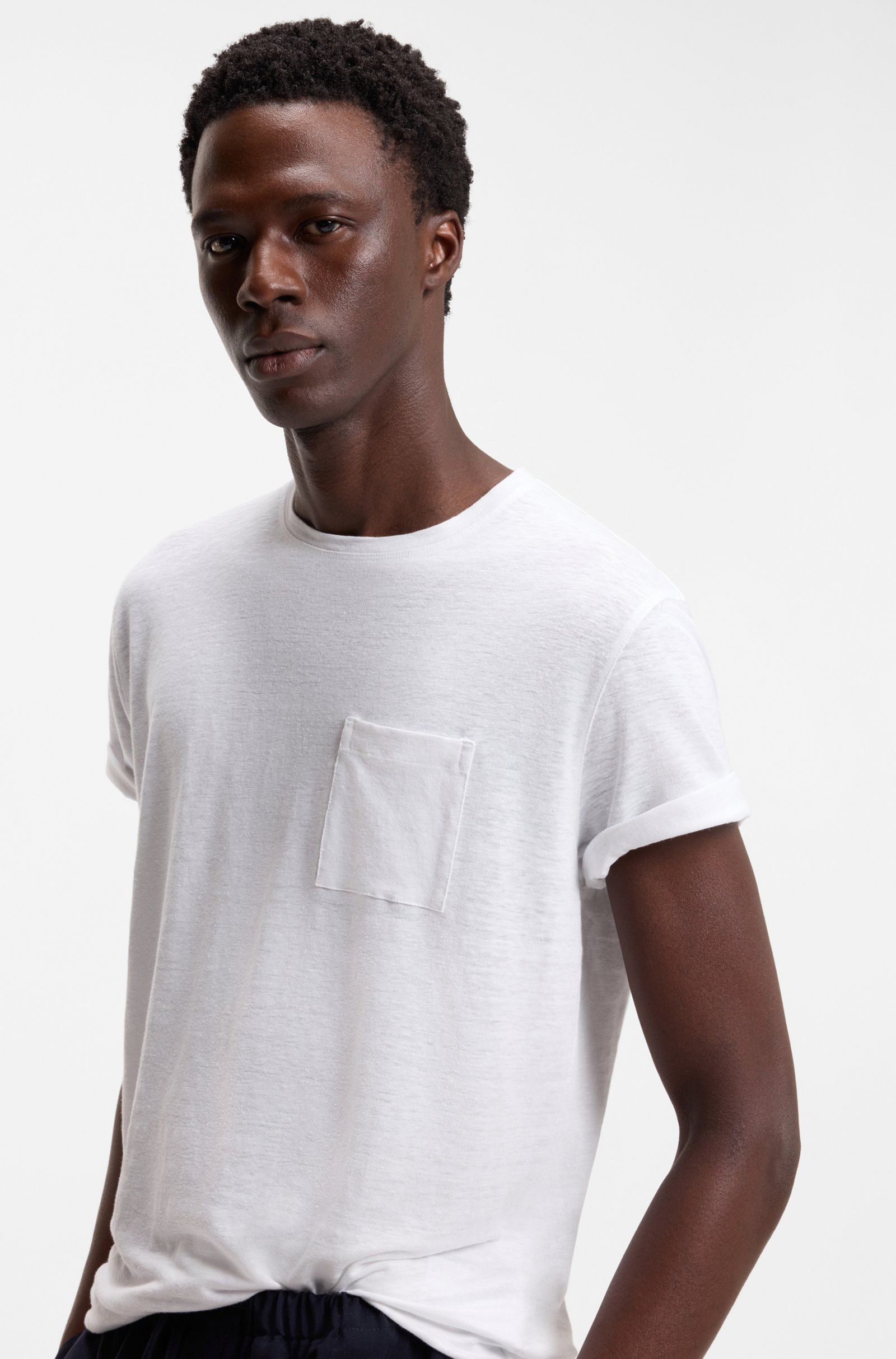 BOSS - Áo thun BOSS by Beckham vải linen