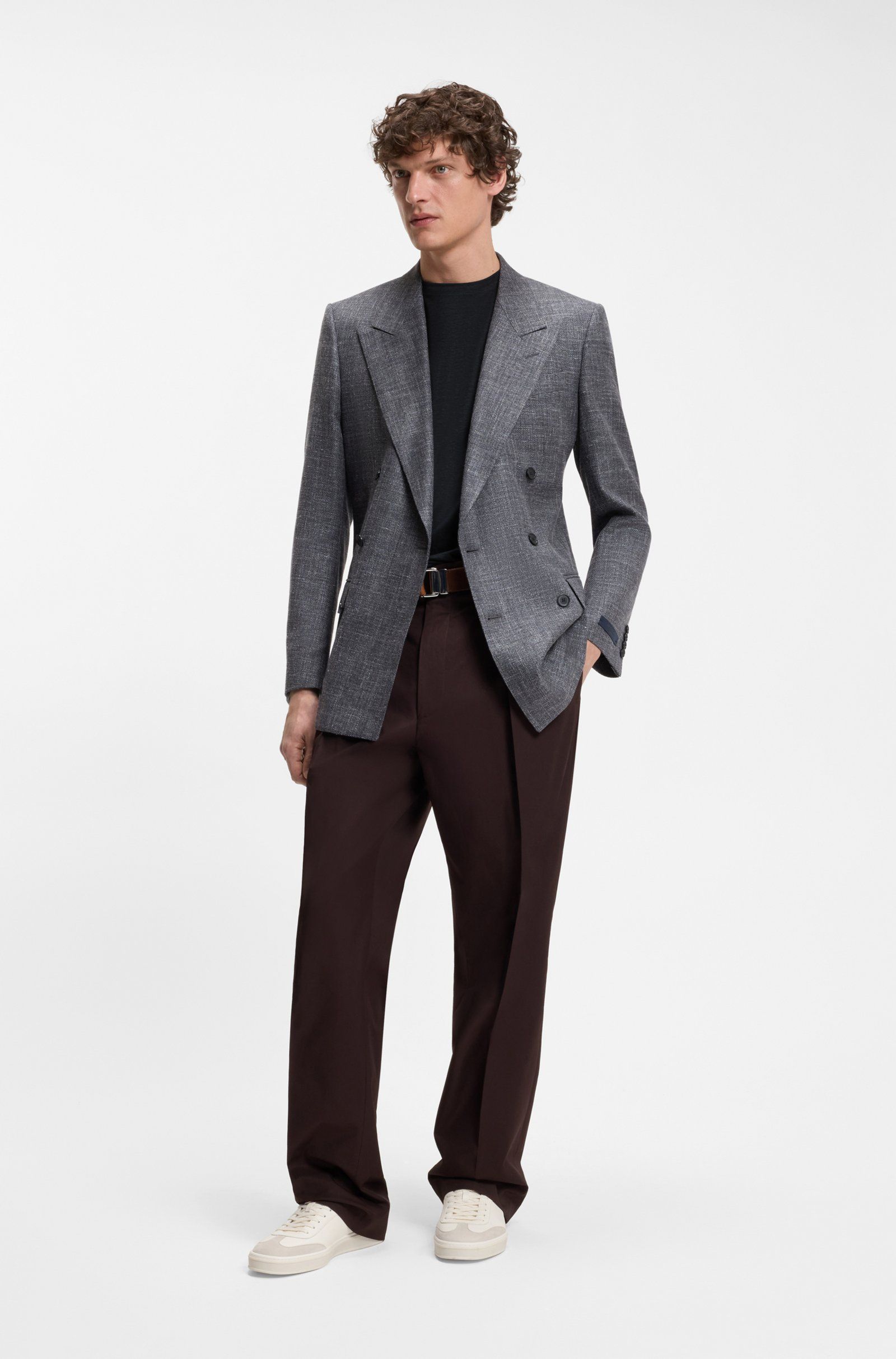 BOSS - Áo thun BOSS by Beckham vải linen