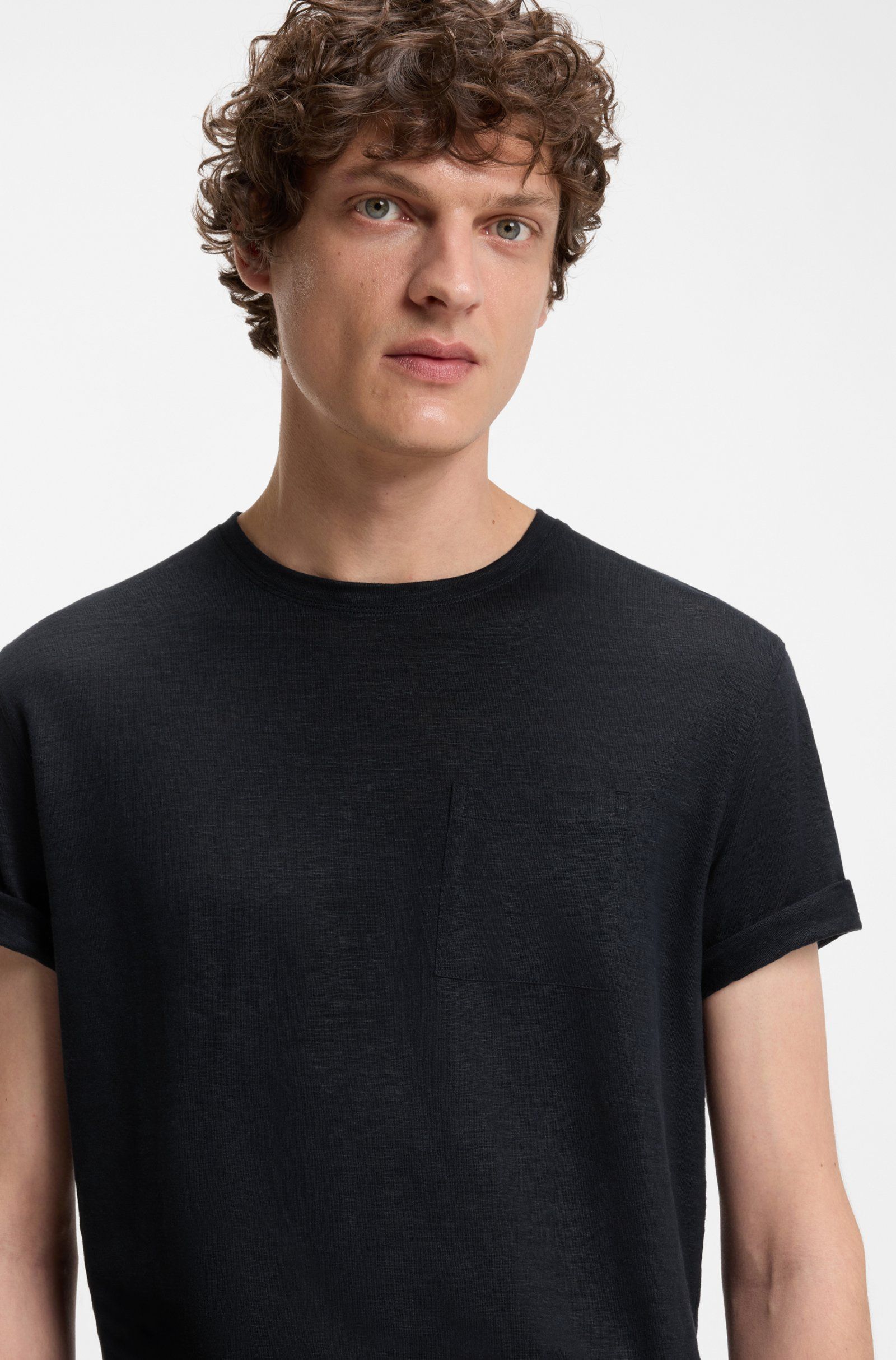 BOSS - Áo thun BOSS by Beckham vải linen
