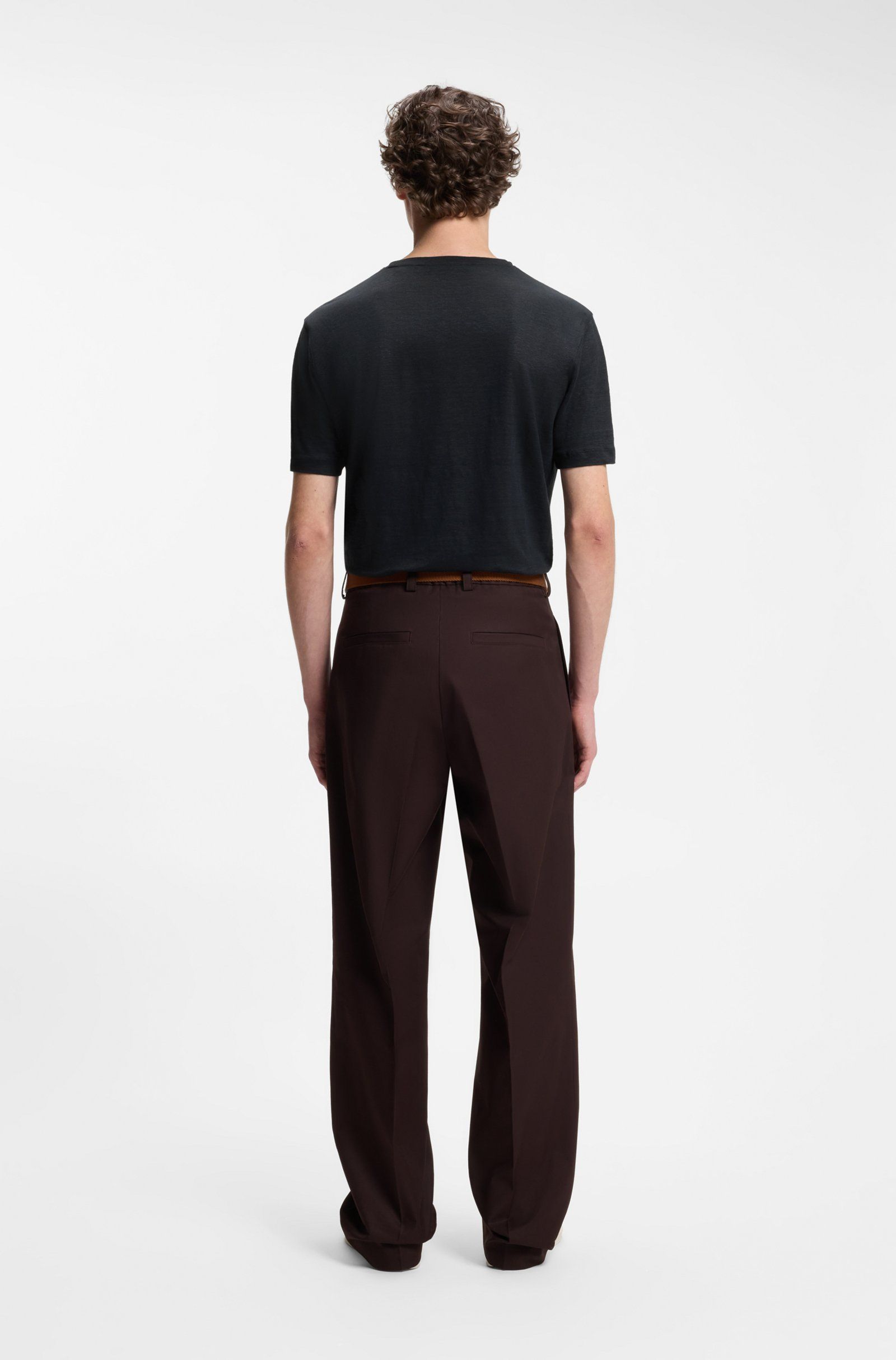 BOSS - Áo thun BOSS by Beckham vải linen