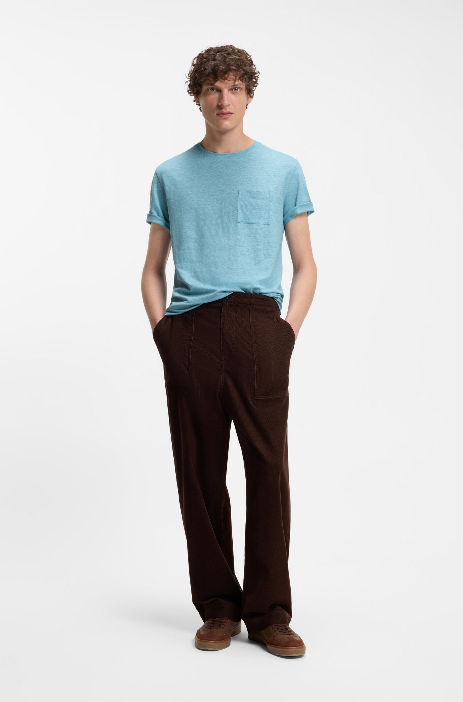 BOSS - Áo thun BOSS by Beckham vải linen