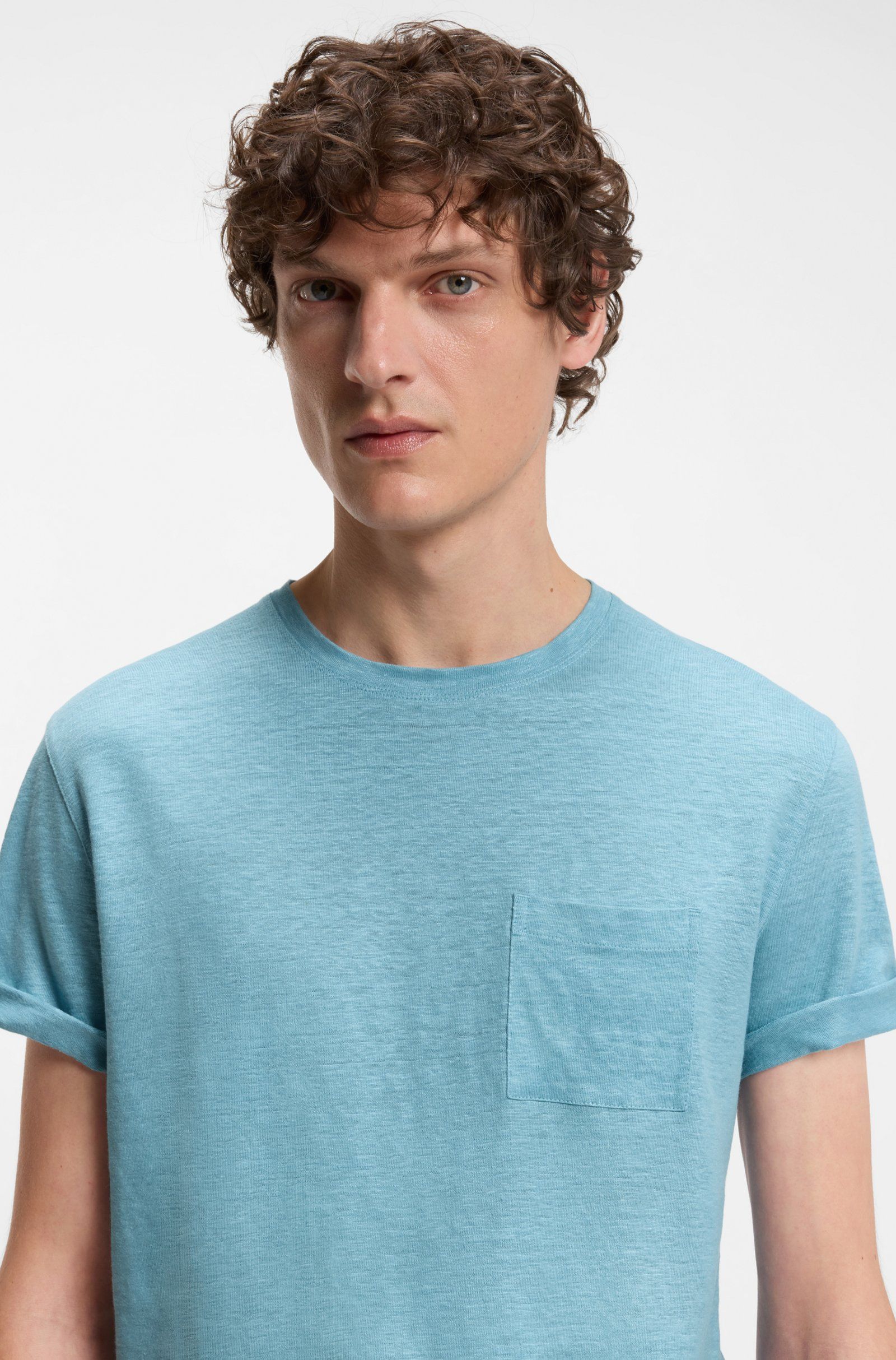BOSS - Áo thun BOSS by Beckham vải linen