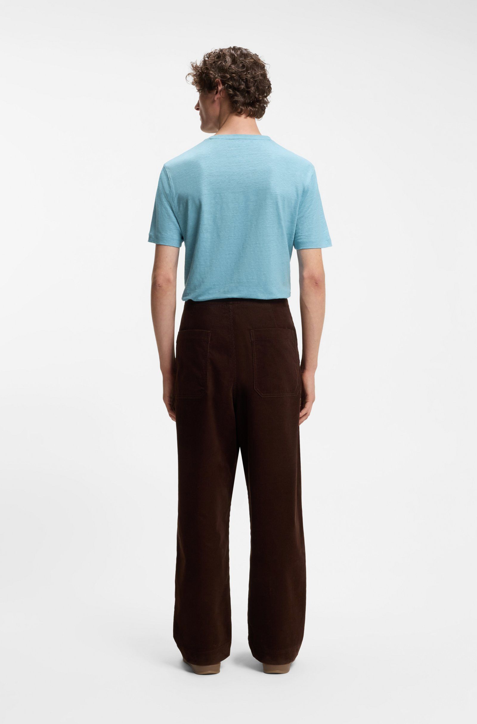 BOSS - Áo thun BOSS by Beckham vải linen