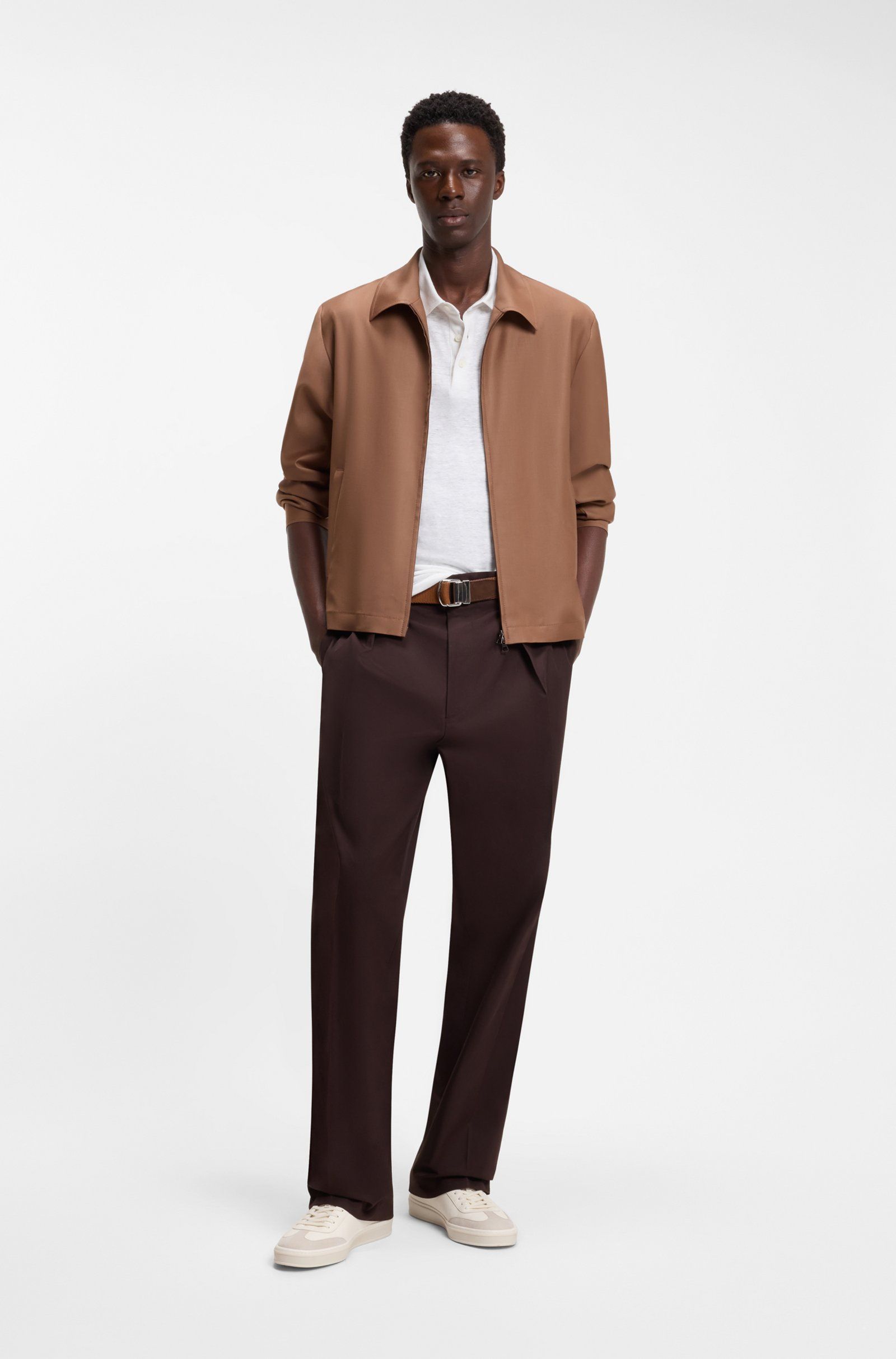 BOSS - Áo polo BOSS By Beckham vải linen