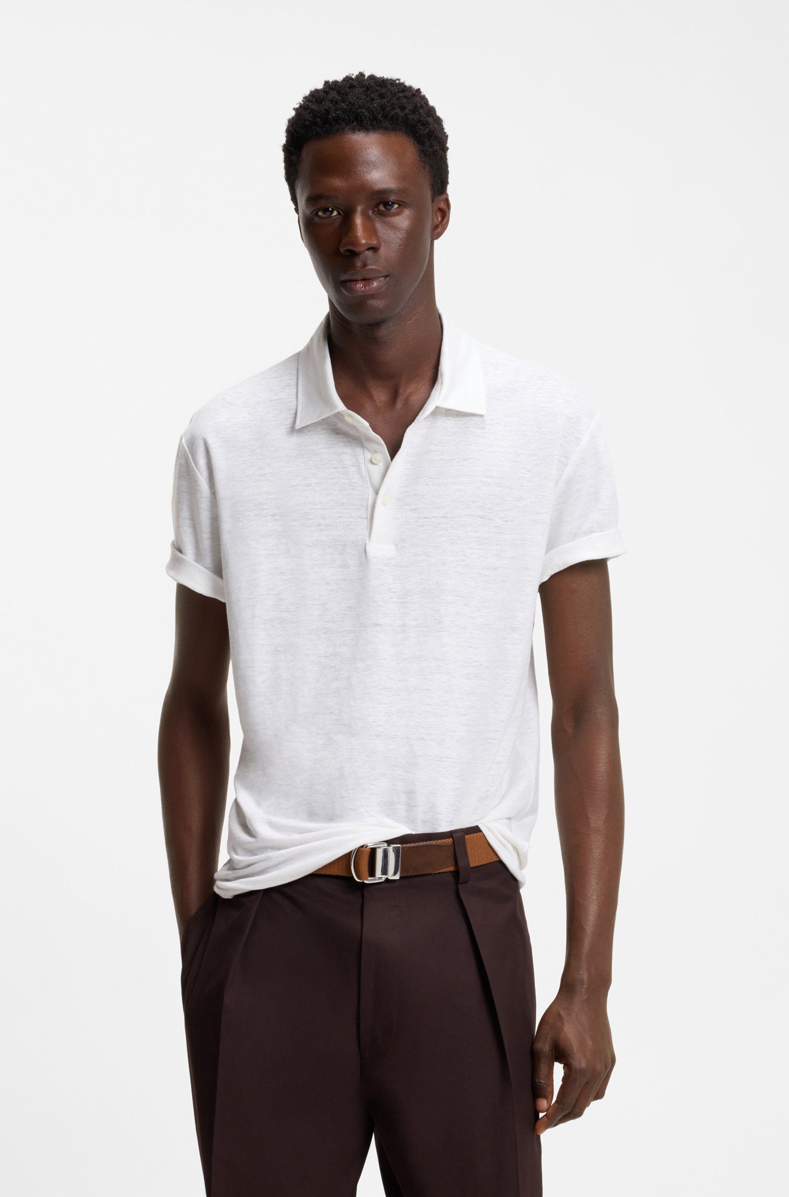 Áo polo BOSS By Beckham vải linen
