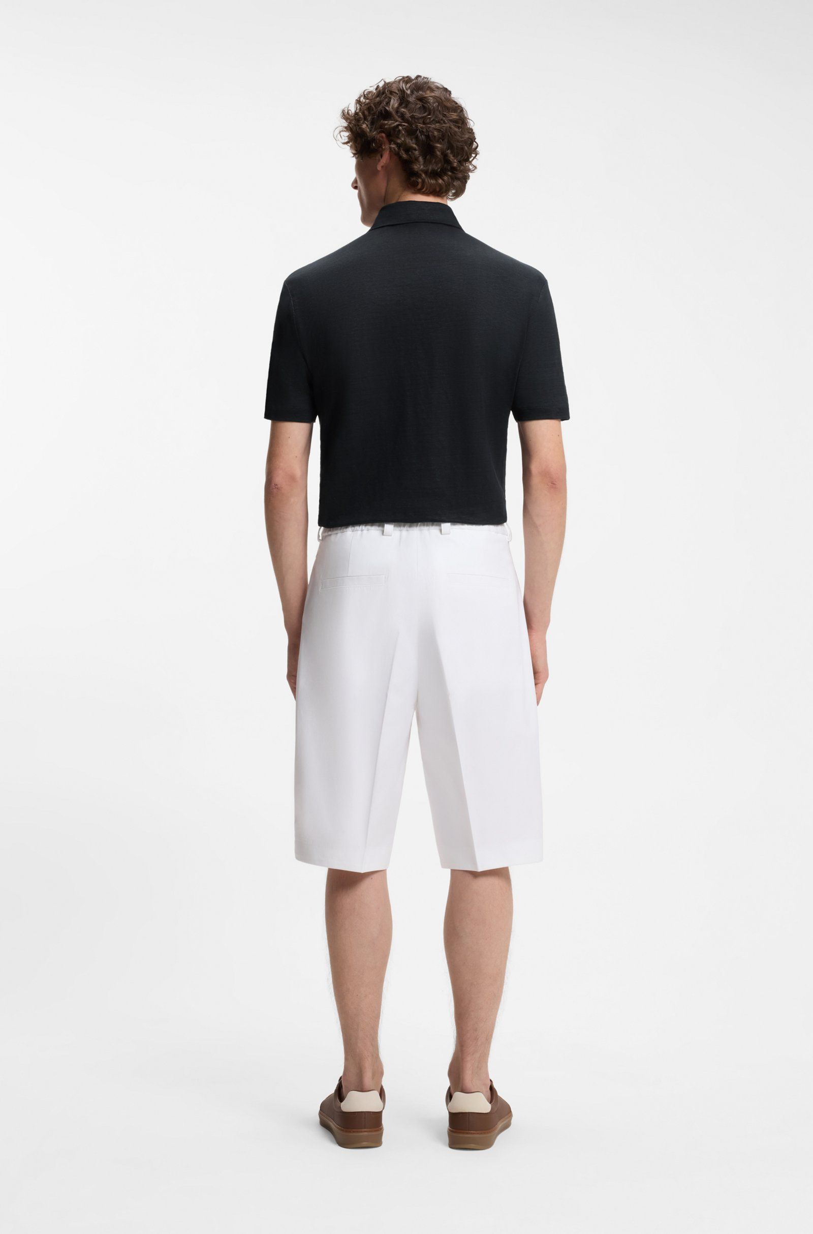 BOSS - Áo polo BOSS By Beckham vải linen