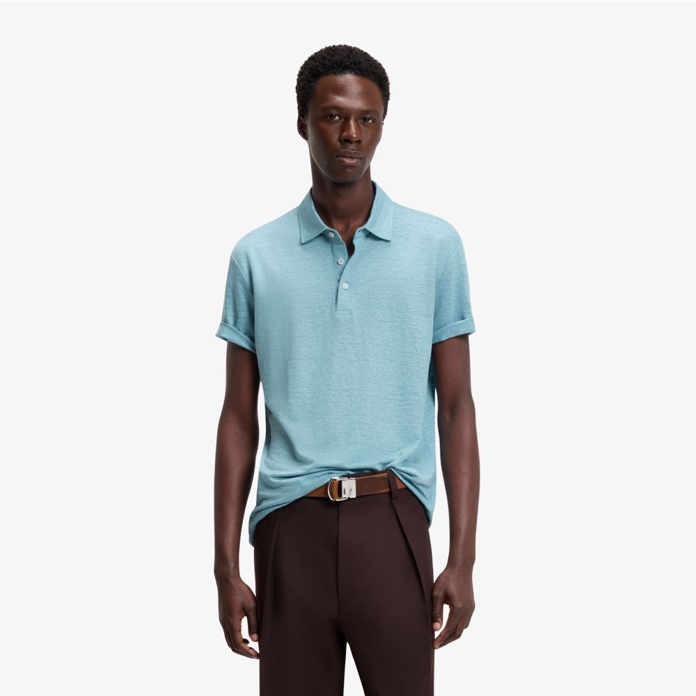 BOSS - Áo polo BOSS By Beckham vải linen