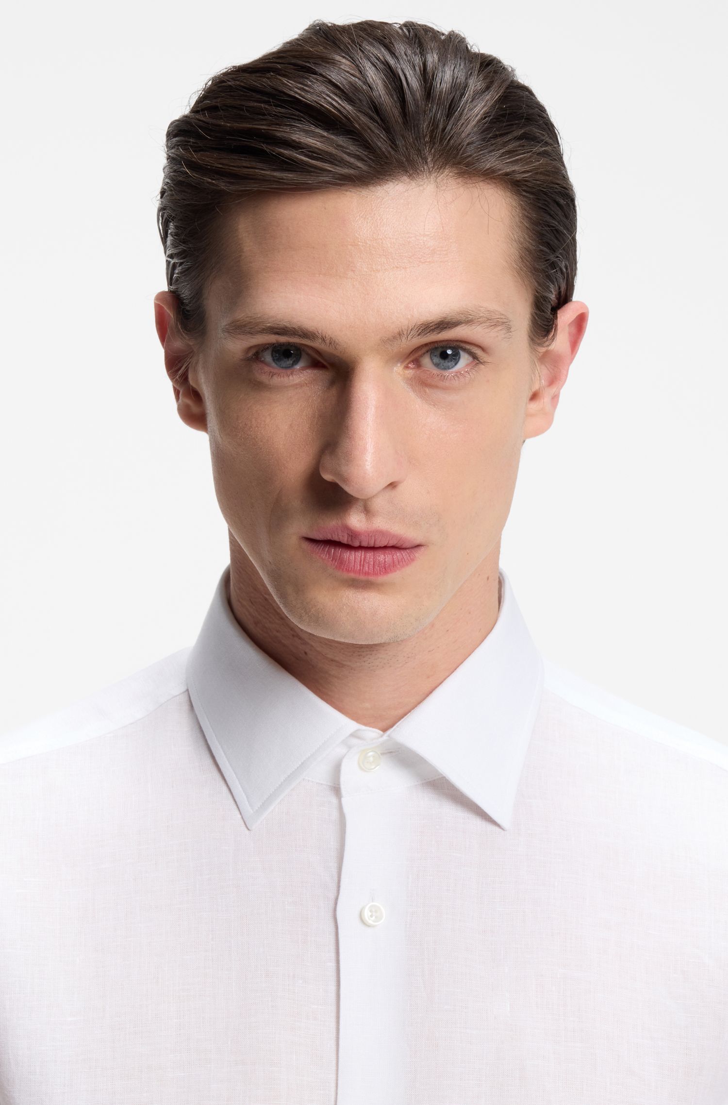 BOSS - Áo sơ mi linen Ý dáng slim fit