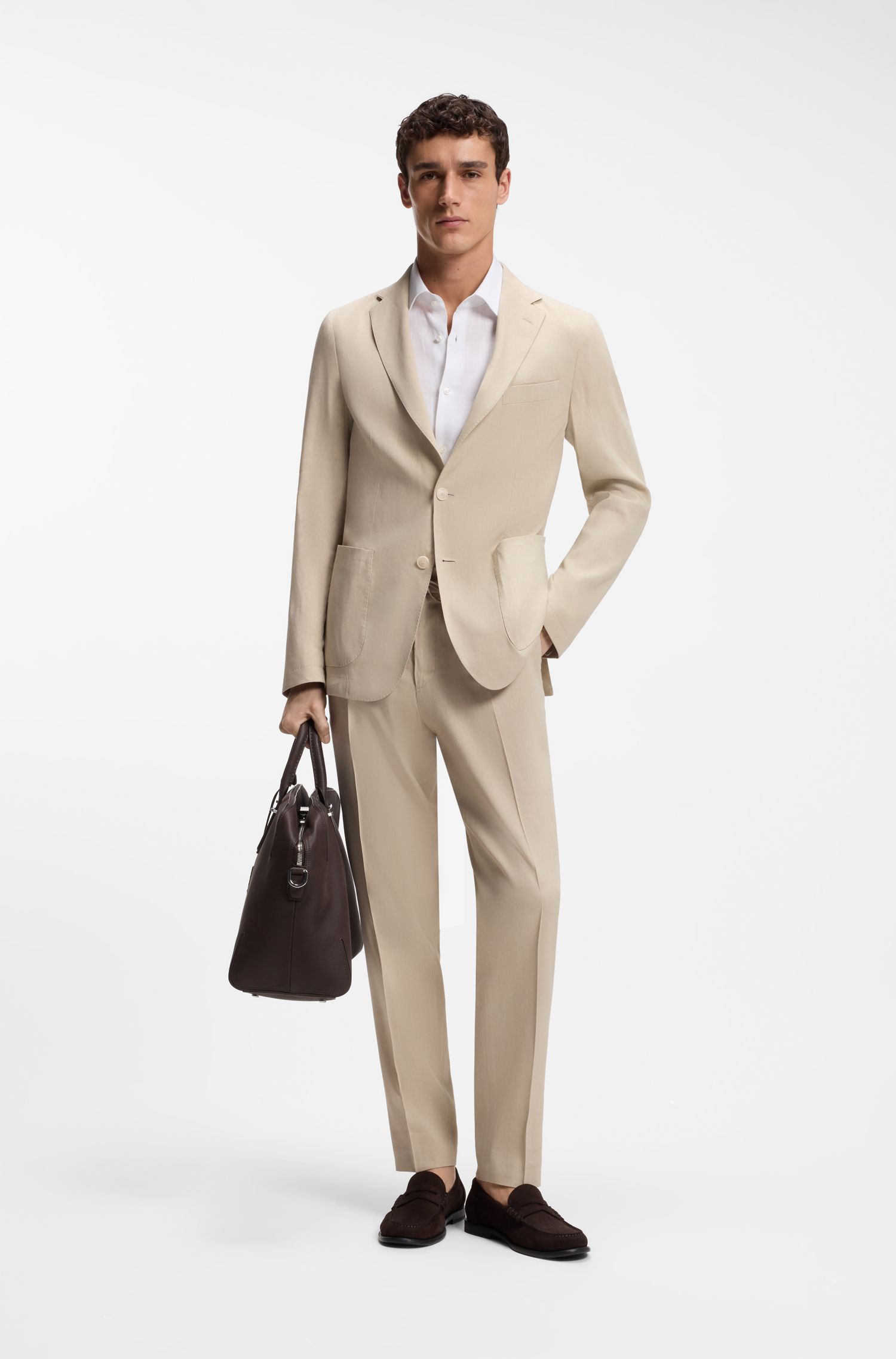 BOSS - Áo sơ mi vải linen BOSS