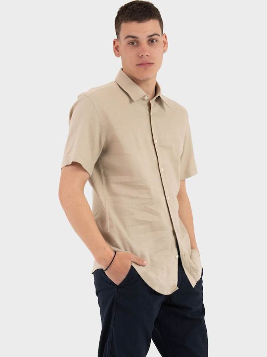 BOSS - áo sơ mi slim fit linen co giãn