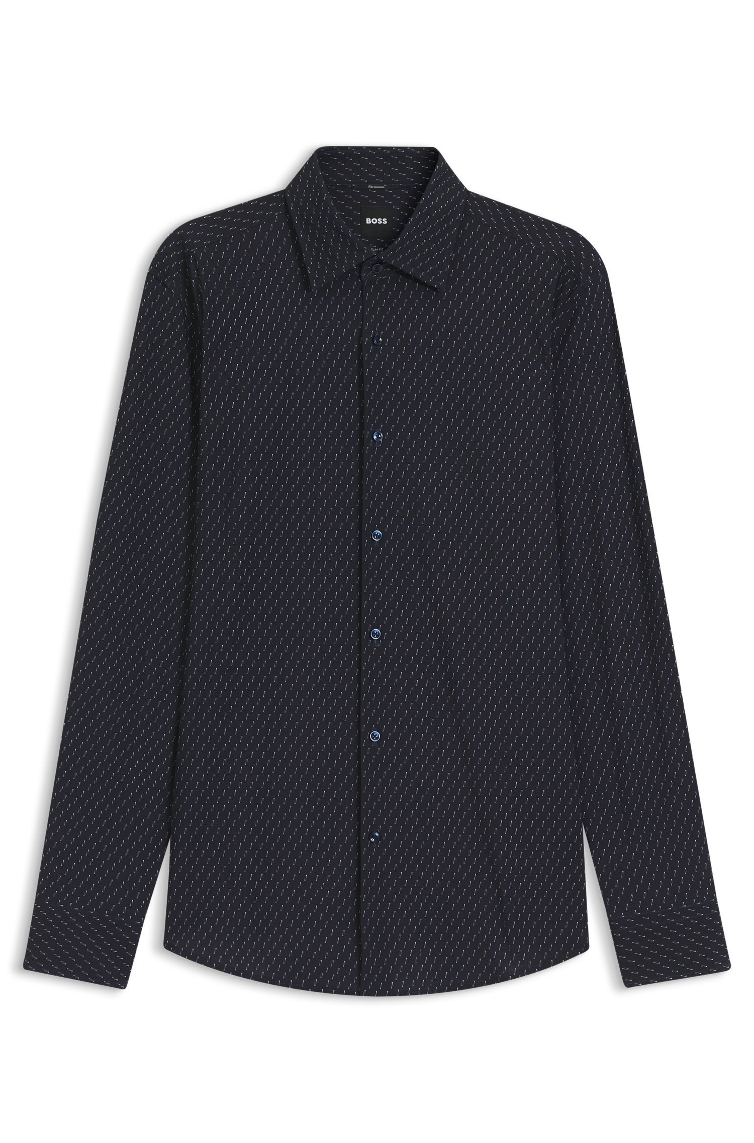 BOSS - Áo sơ mi slim fit in họa tiết, jersey co giãn cao cấp