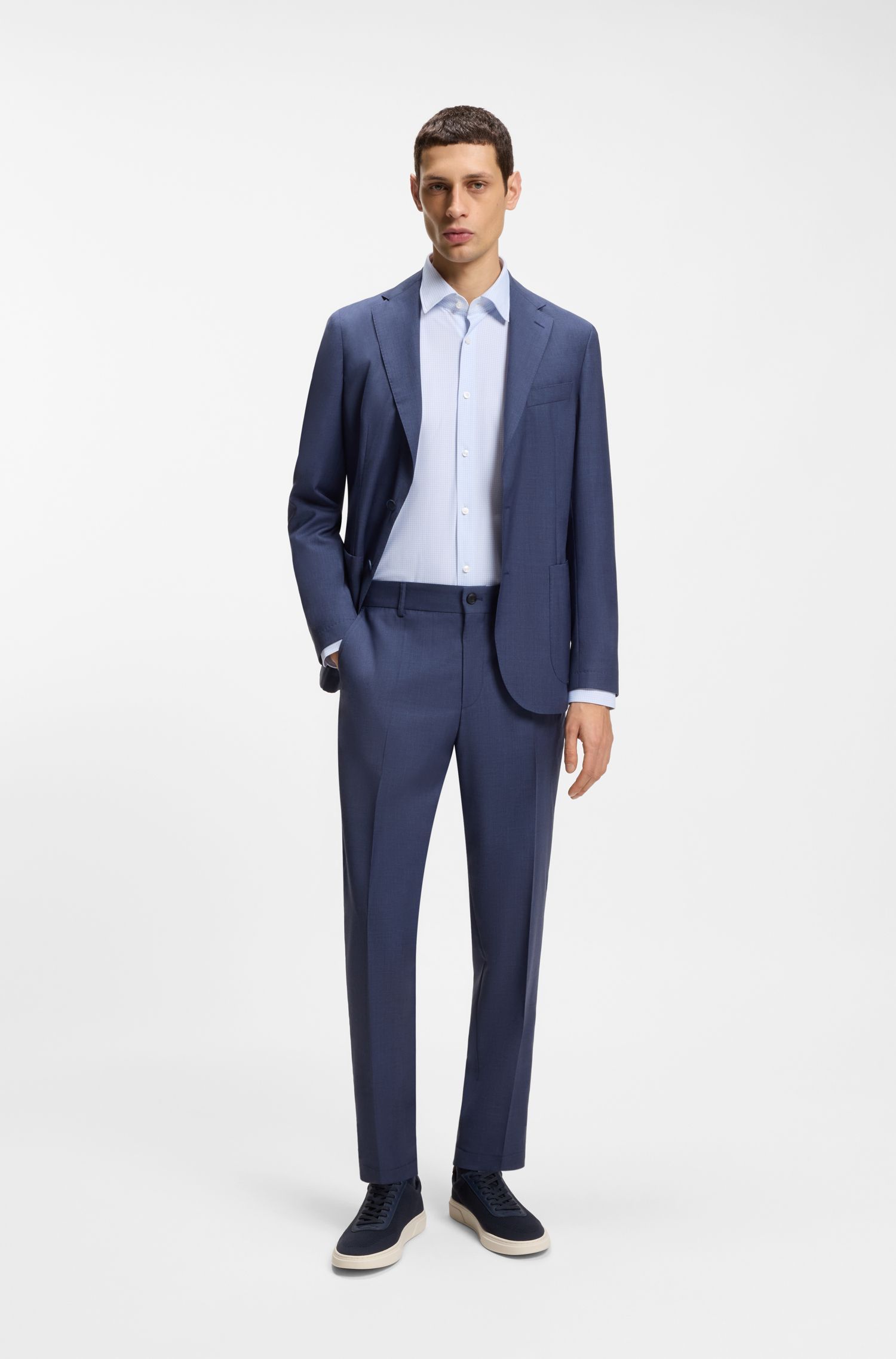 BOSS - Áo sơ mi slim fit in họa tiết, jersey co giãn cao cấp
