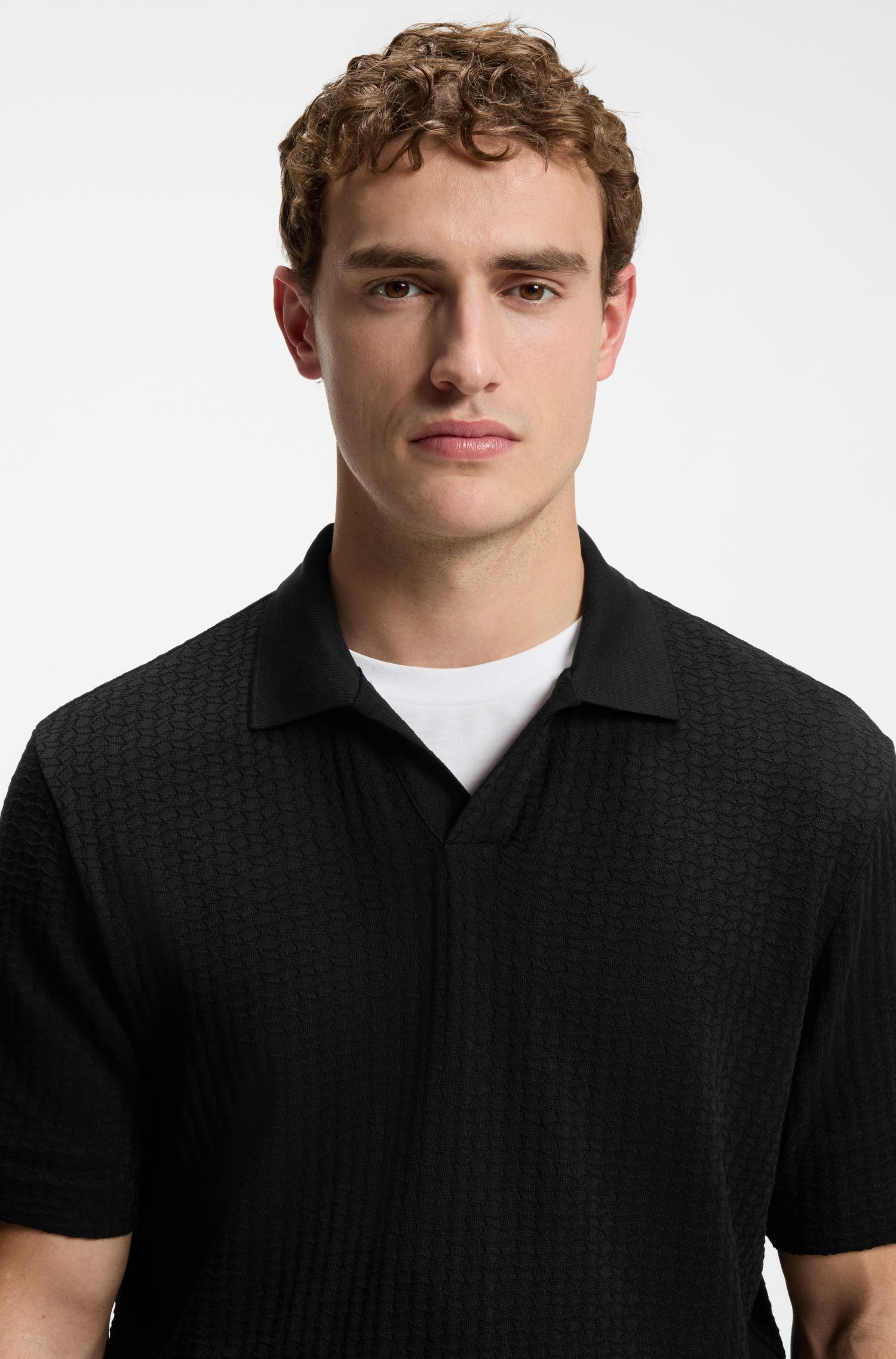 BOSS - Áo polo hoạ tiết jacquard