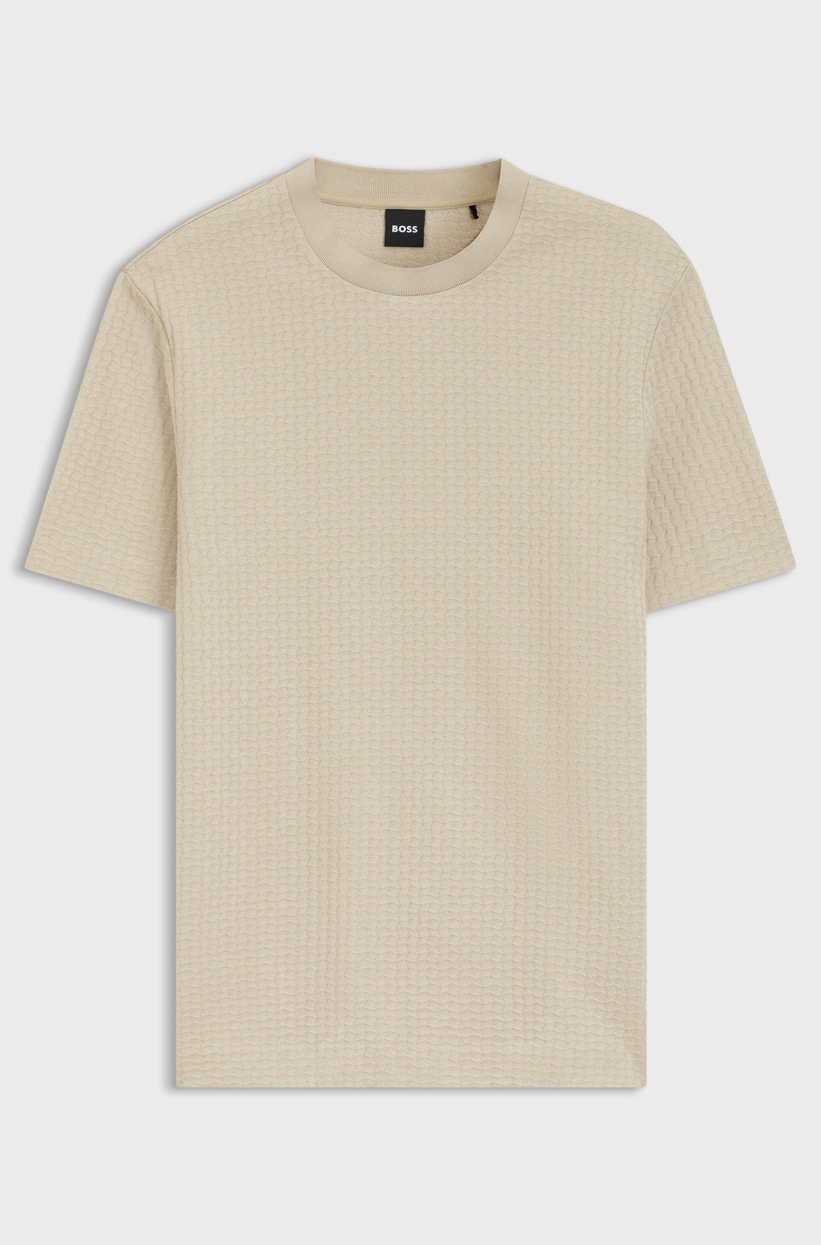 BOSS - Áo thun cotton hoạ tiết jacquard