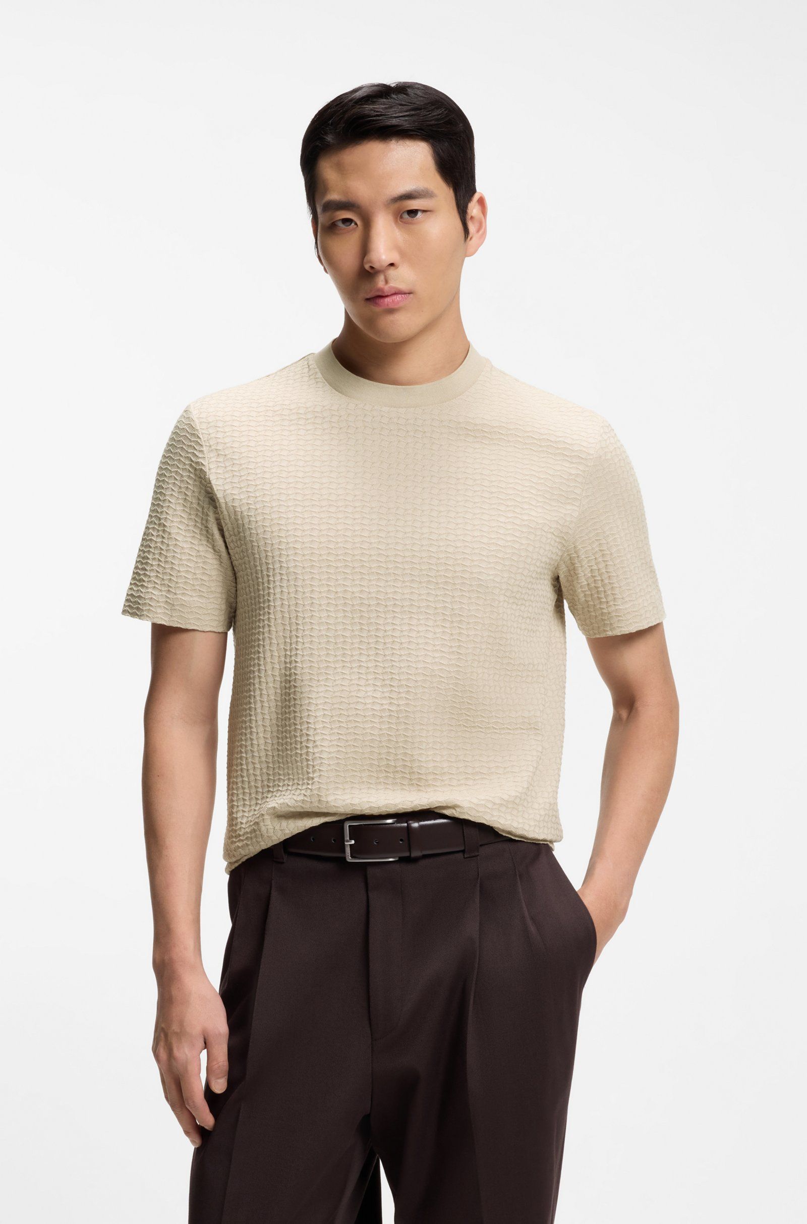 Áo thun cotton hoạ tiết jacquard