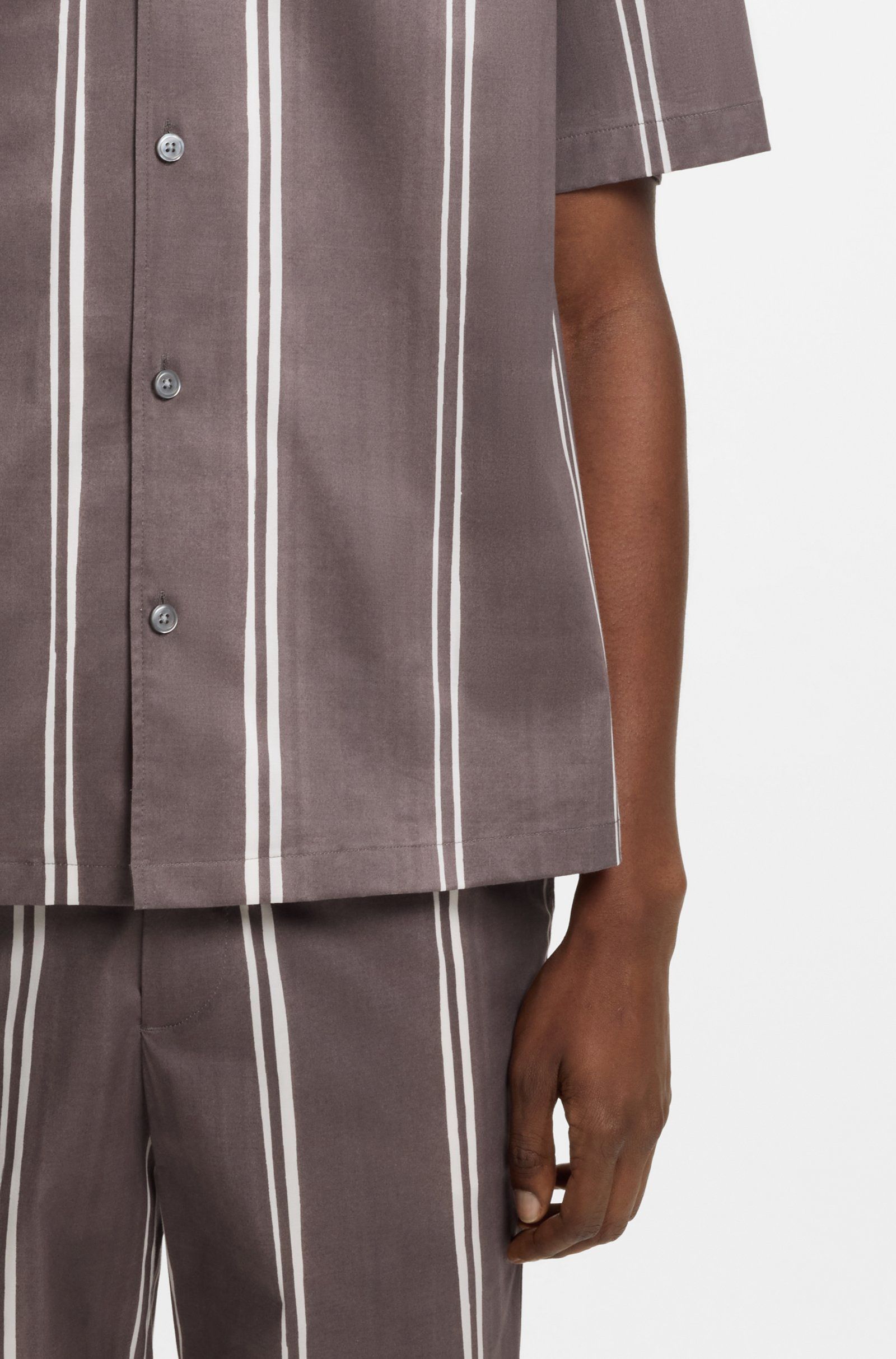 BOSS - Áo sơ mi cotton kẻ sọc