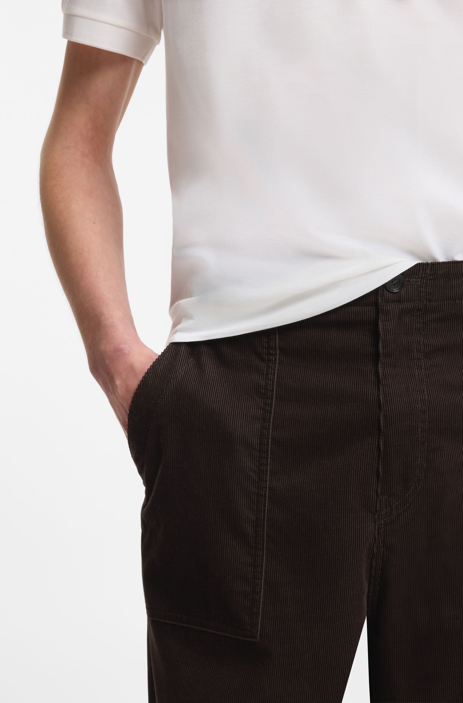 BOSS - Quần BOSS BY BECKHAM bằng vải nhung gân co giãn cotton