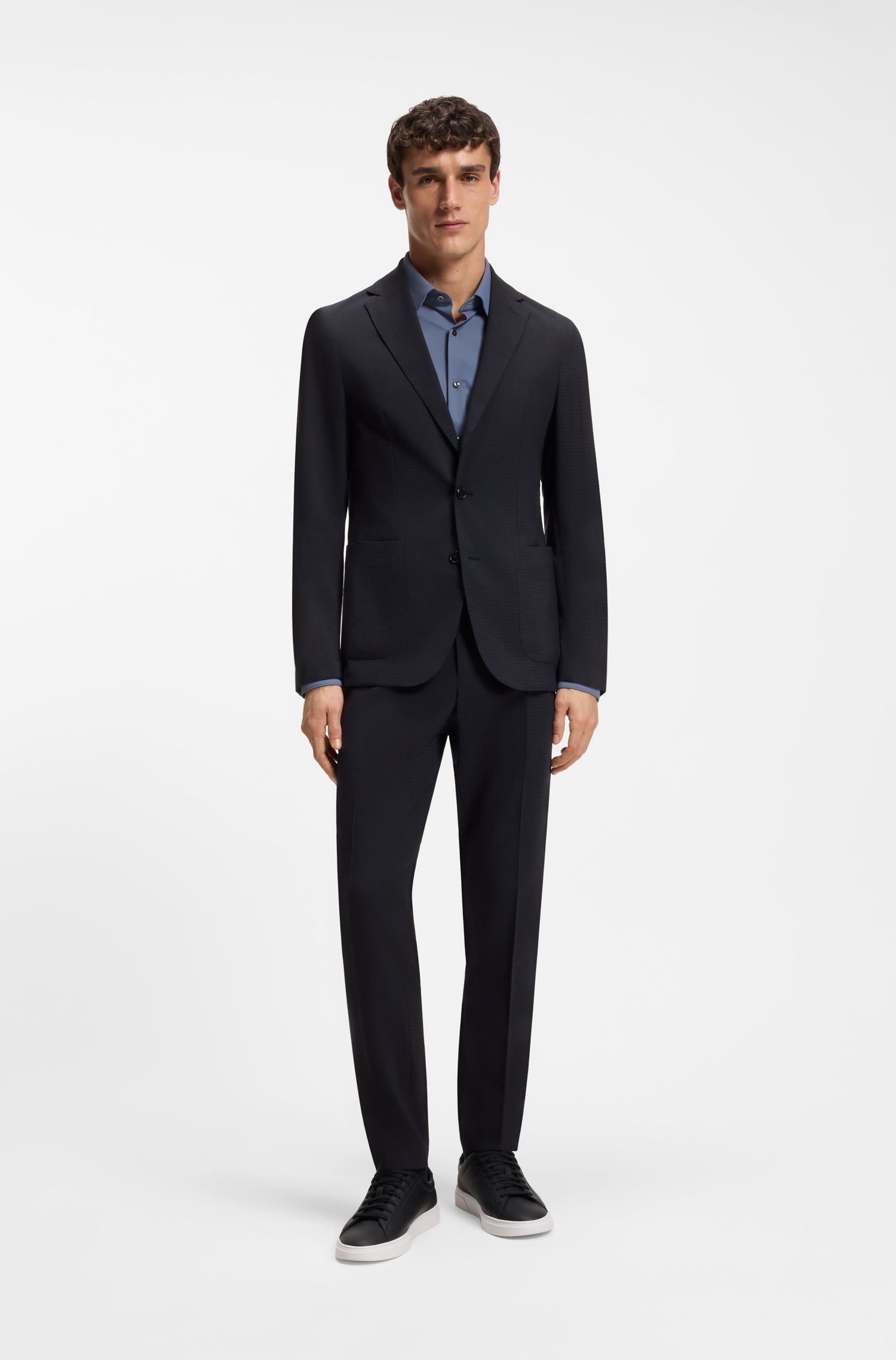 BOSS - Áo khoác slim fit có họa tiết, pha len