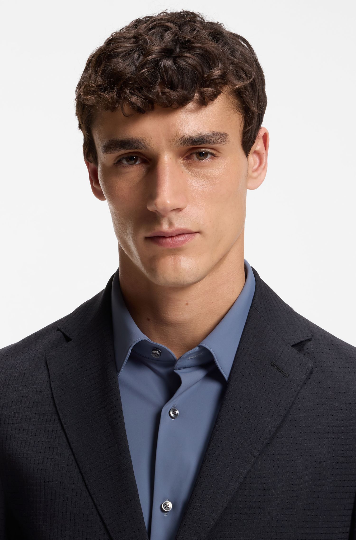 BOSS - Áo khoác slim fit có họa tiết, pha len