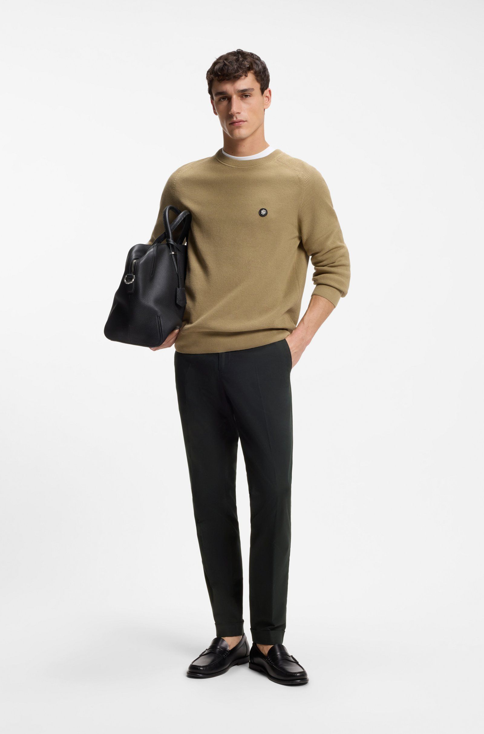 BOSS - Quần dài vải cotton co giãn