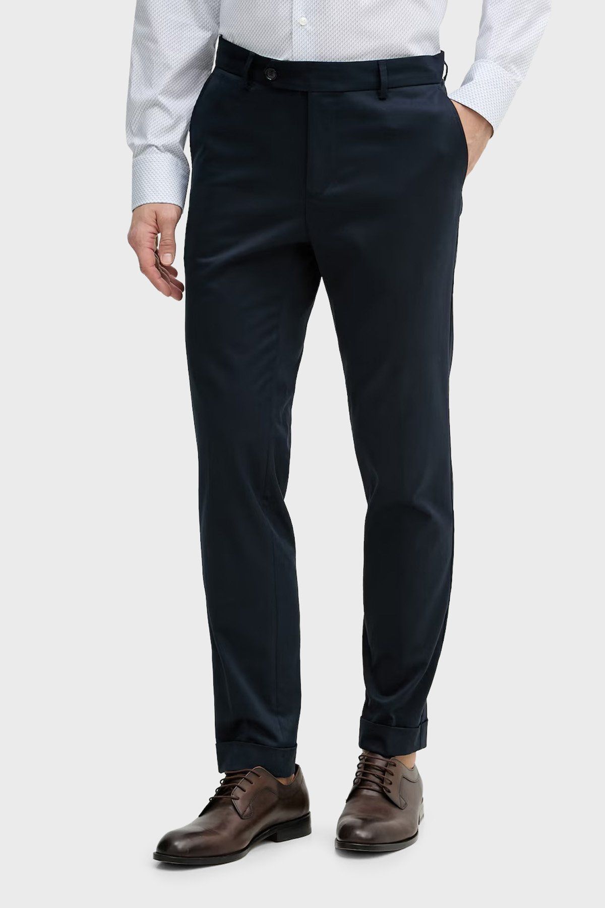 BOSS - Quần dài vải cotton co giãn