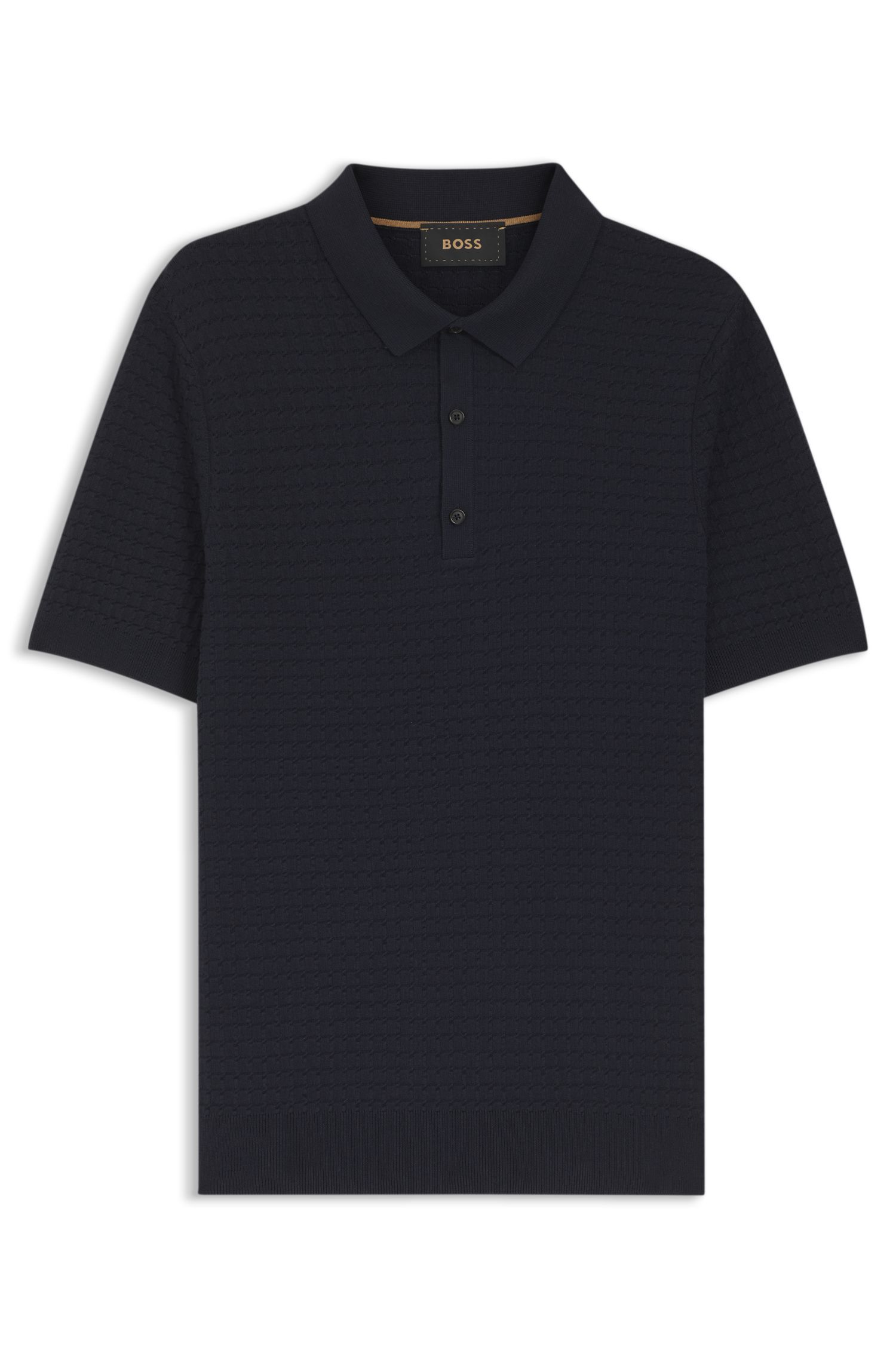 BOSS - Áo polo dệt kim bằng lụa và cotton