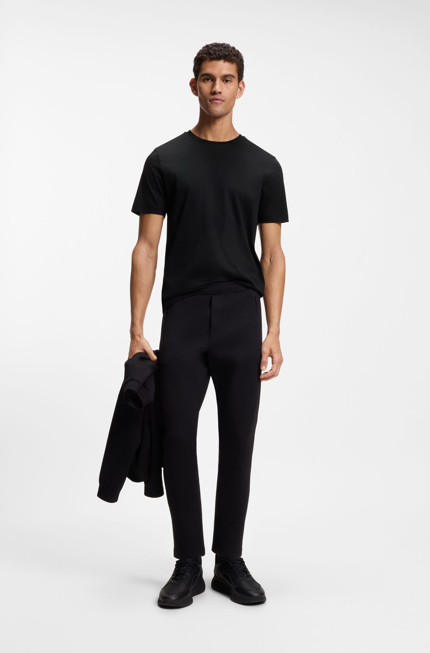 BOSS - Áo thun cotton mercerized Porsche x Boss với họa tiết phía sau