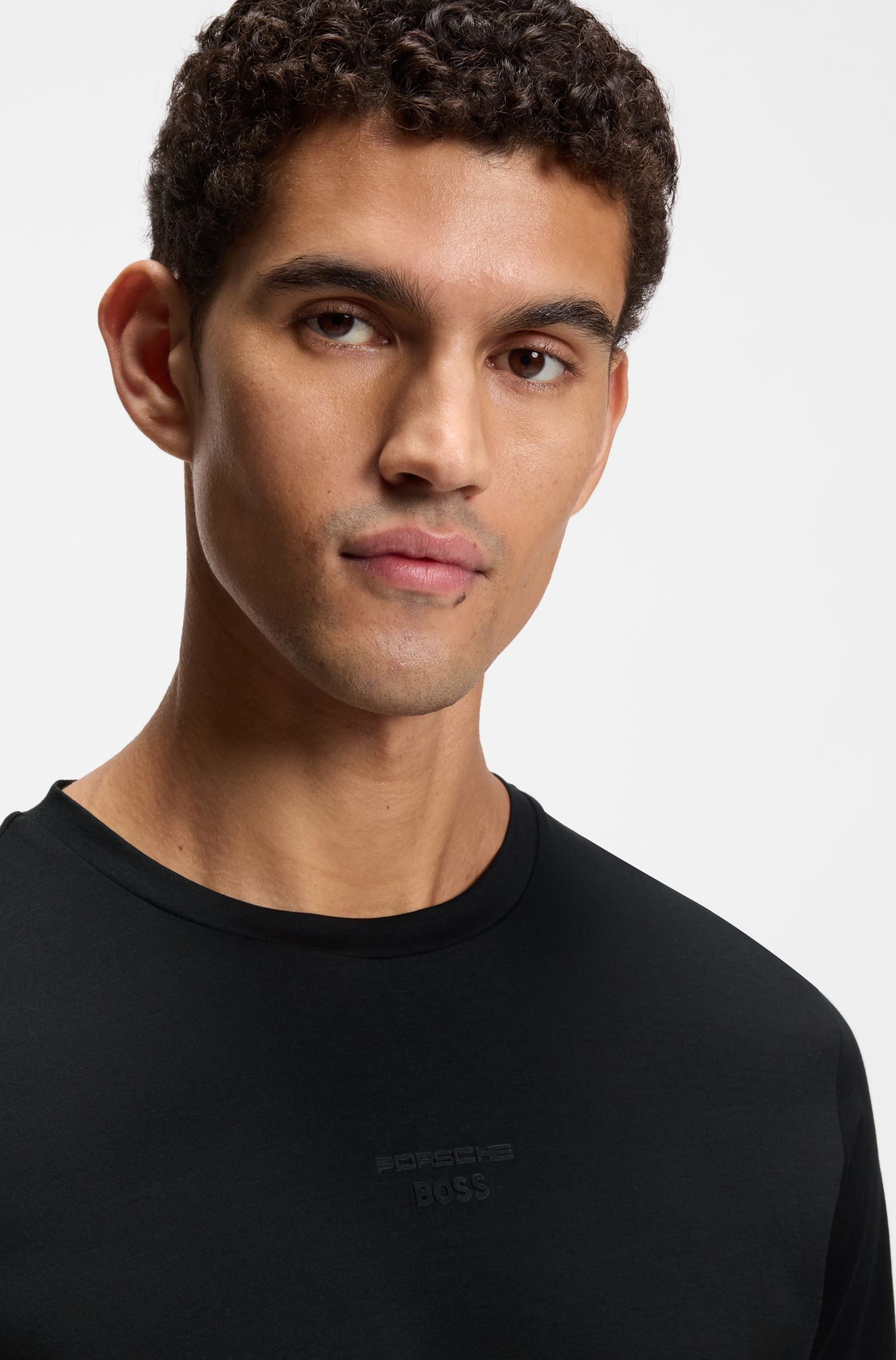 BOSS - Áo thun cotton mercerized Porsche x Boss với họa tiết phía sau