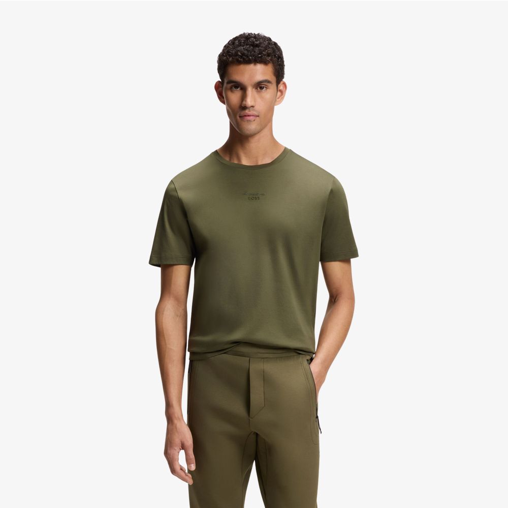 BOSS - Áo thun cotton mercerized Porsche x Boss với họa tiết phía sau