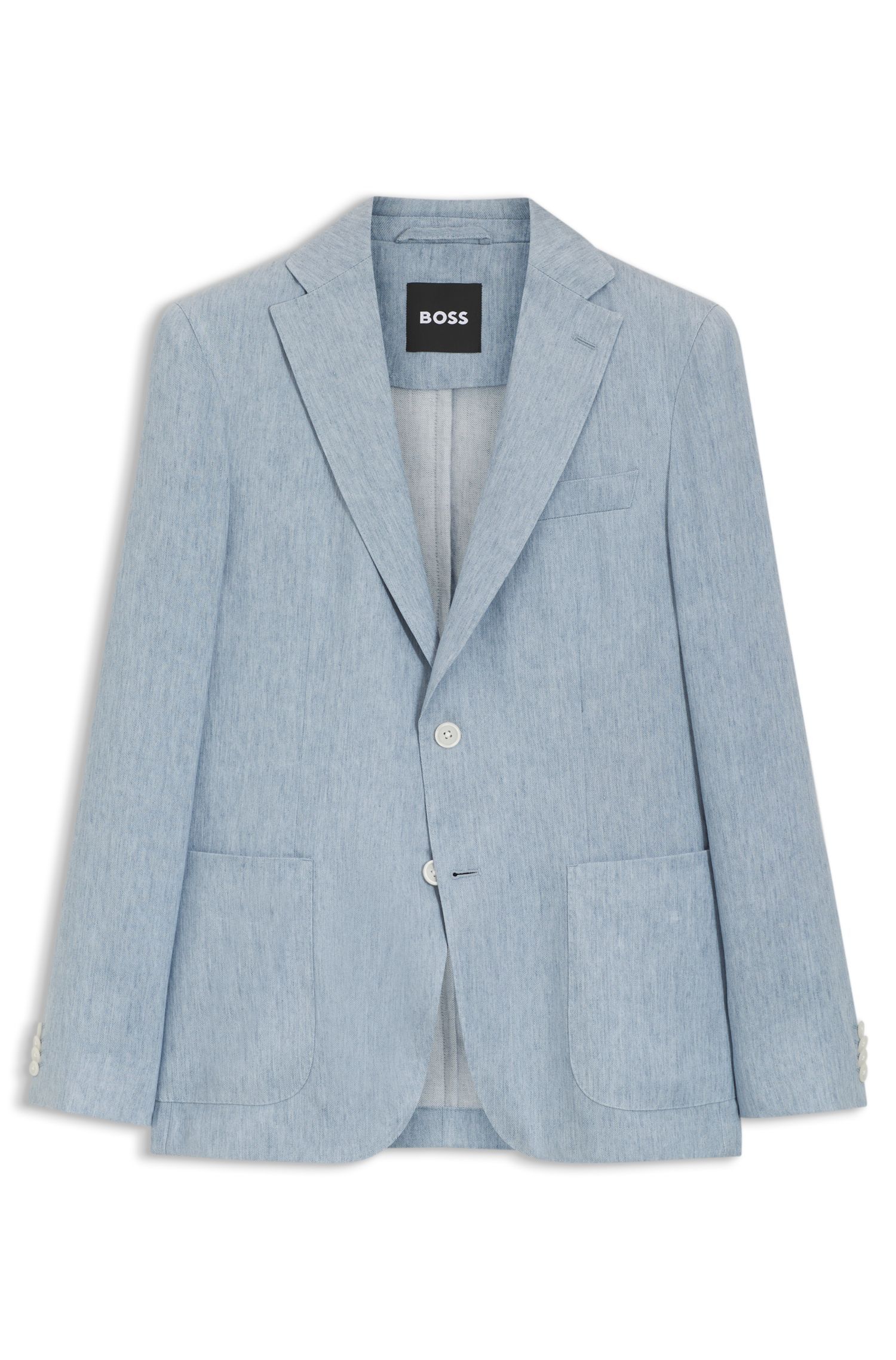 BOSS - Áo blazer linen hoạ tiết micro